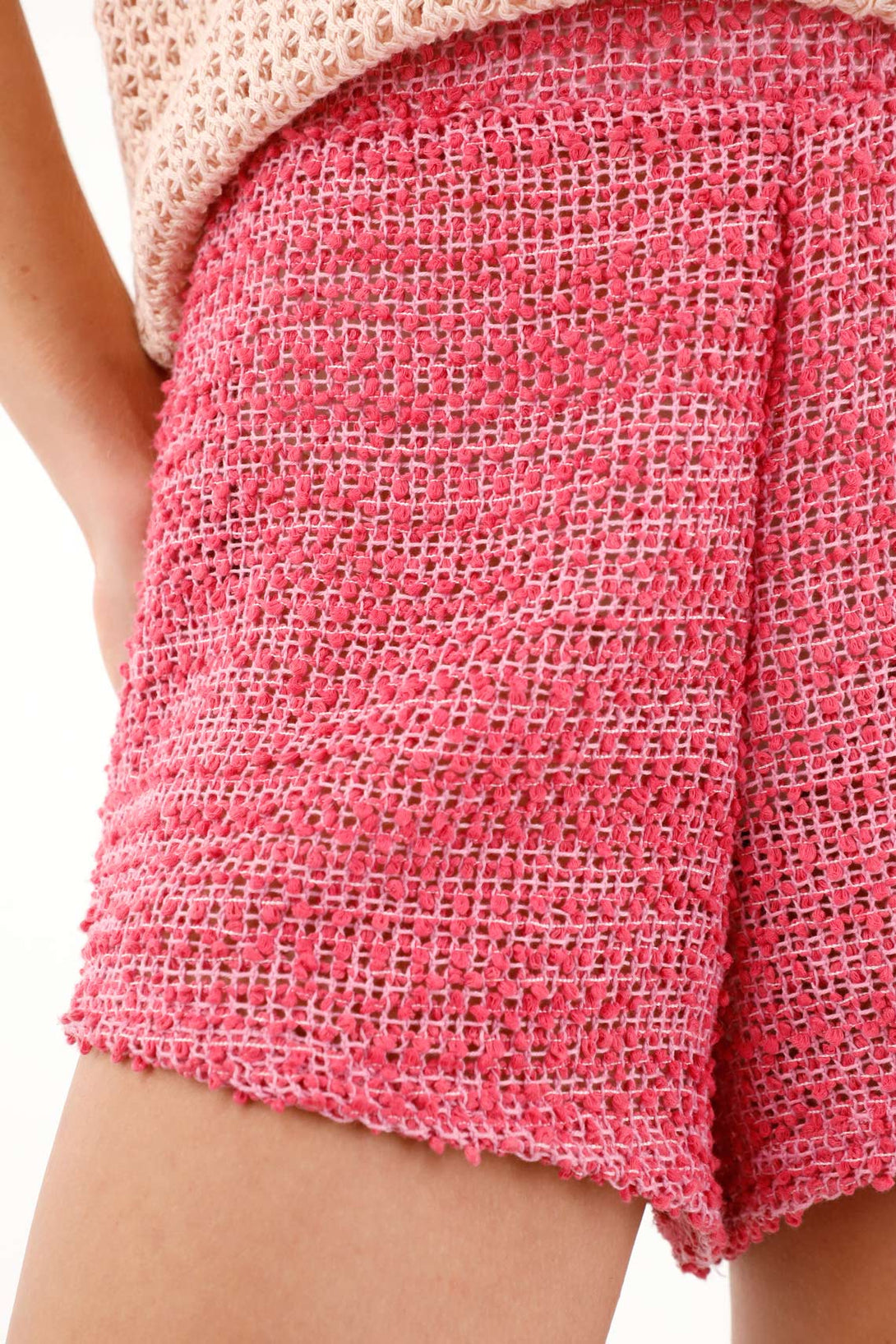 Women's pink tweed shorts