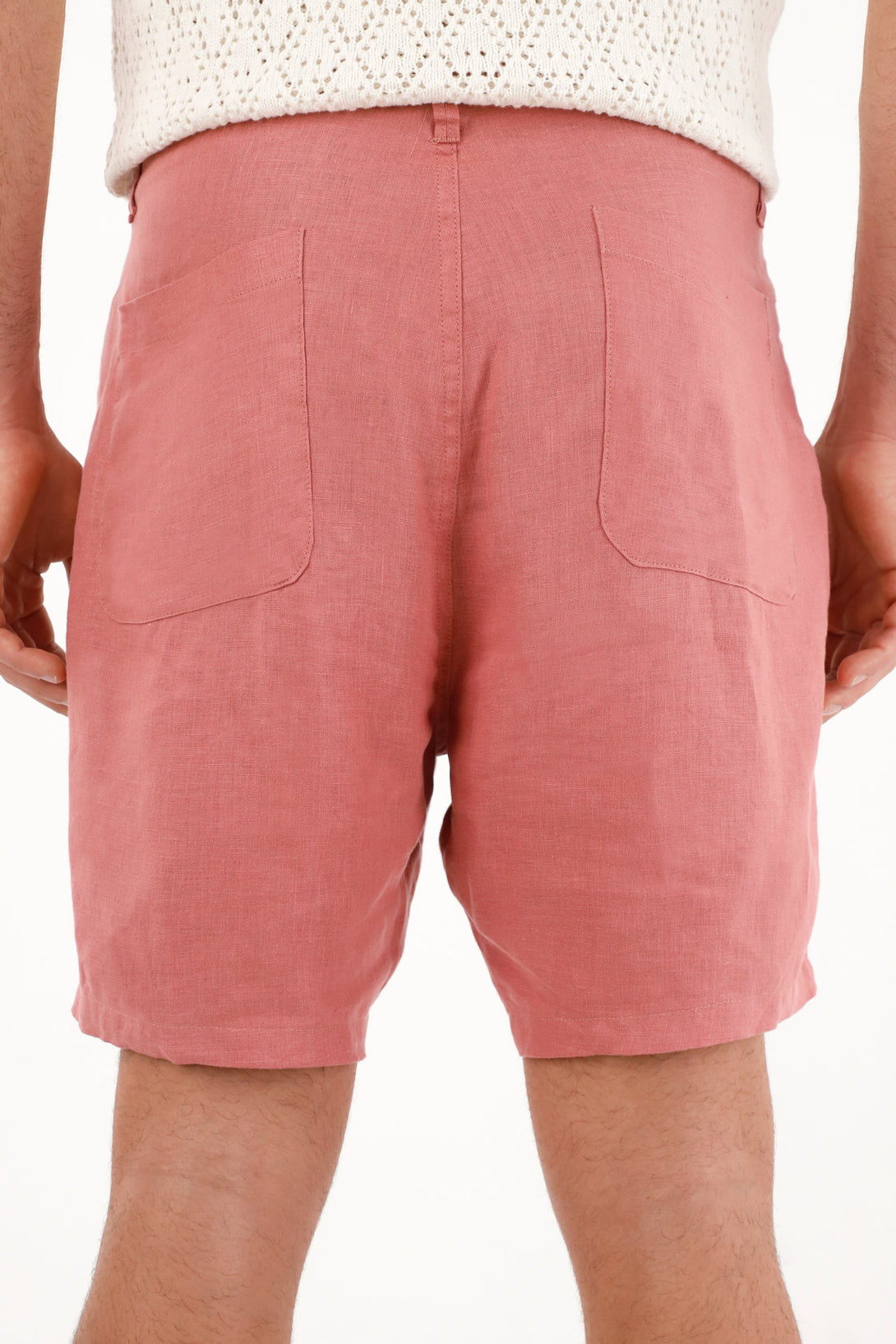 Men's 100% Linen Orange Chino Shorts