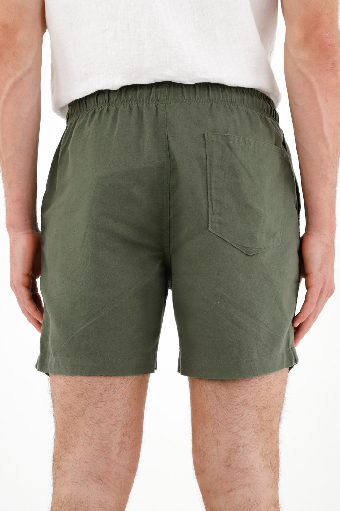 Men's Green Elastic Waist Bermuda Shorts