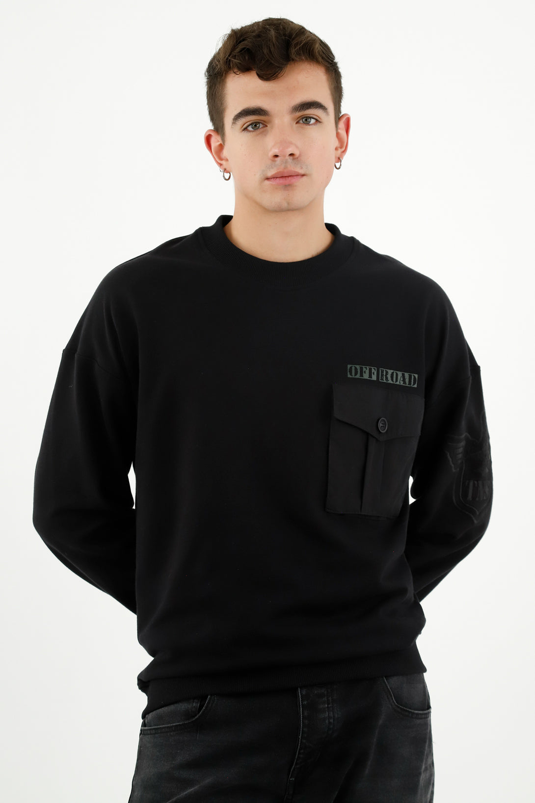 Men's Black Printed Sweater