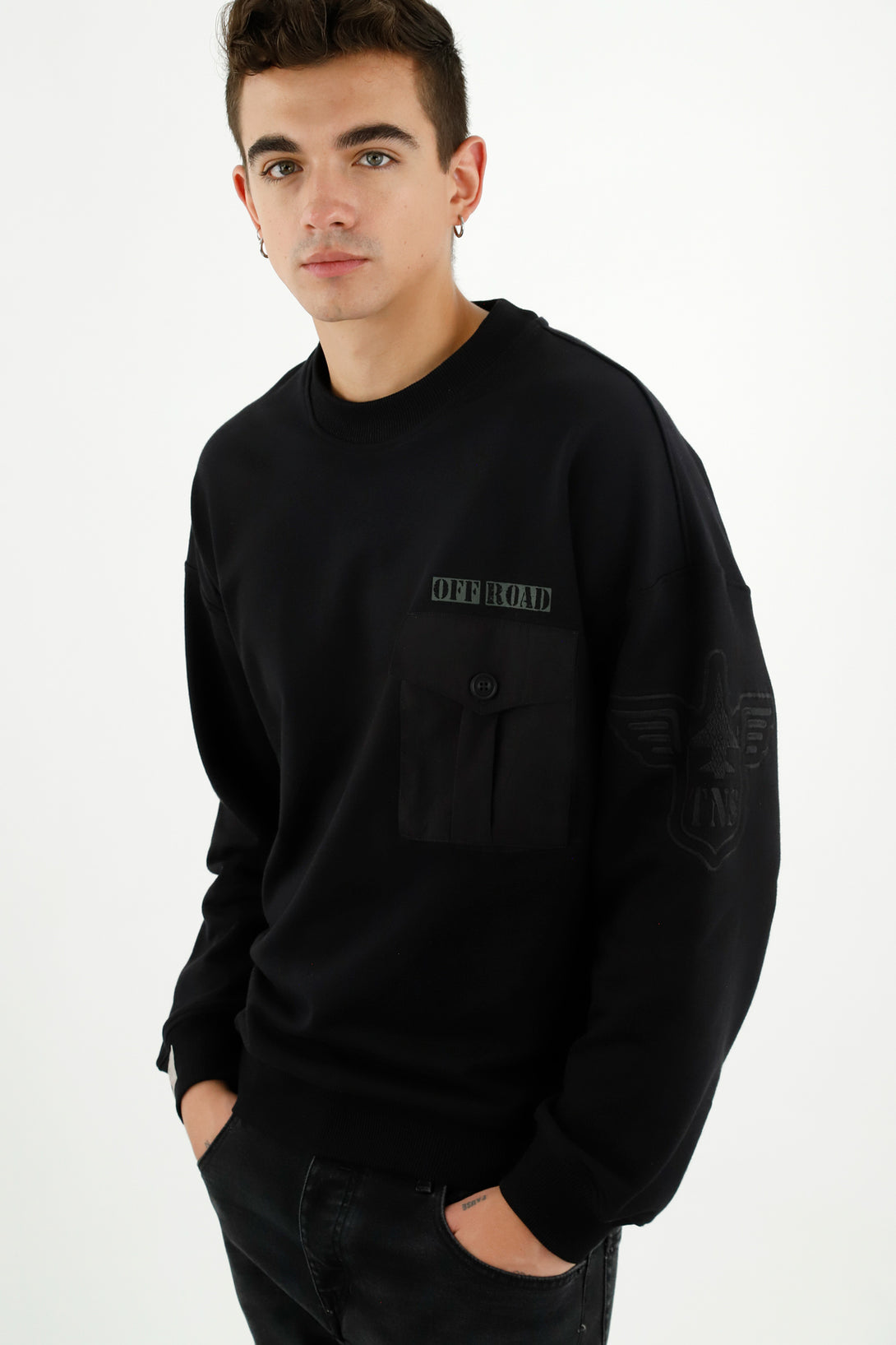 Men's Black Printed Sweater