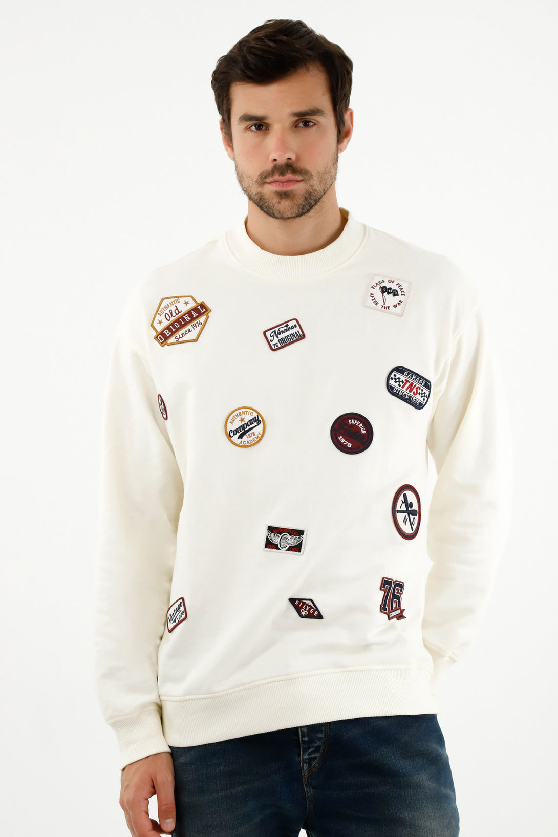 Men's Off-White Embroidered Sweater