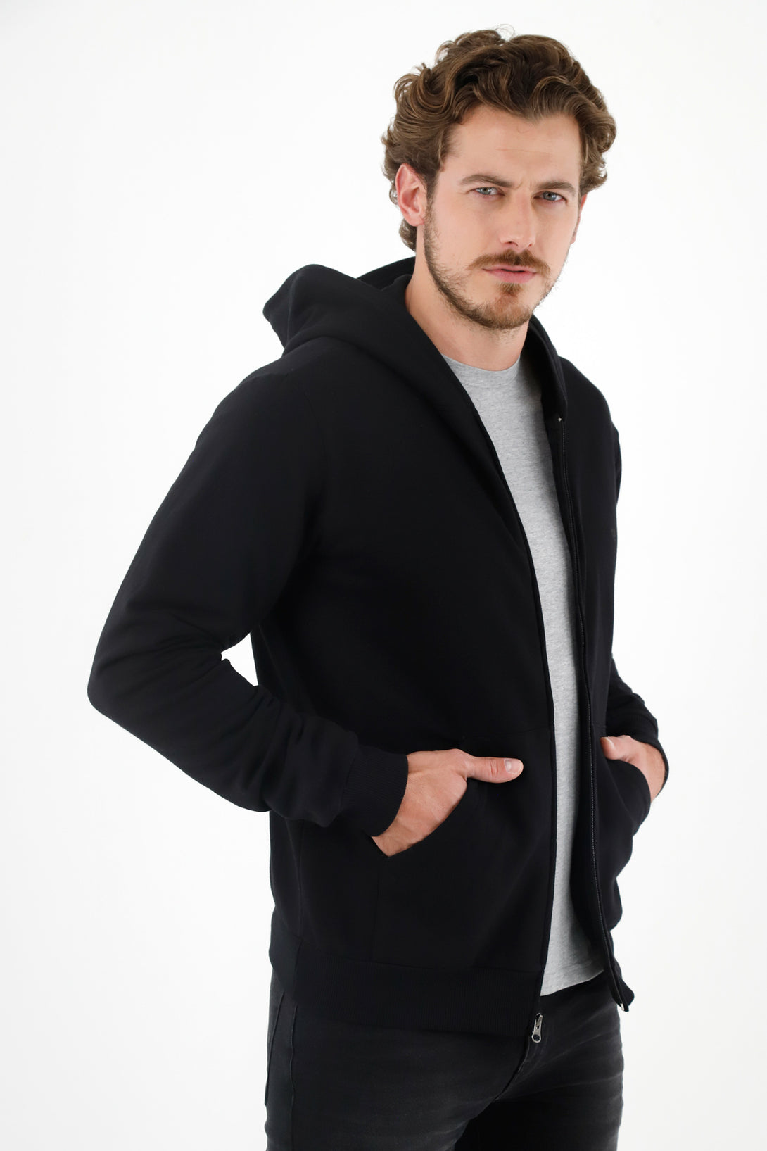 Men's Black Sweater with Side Pockets