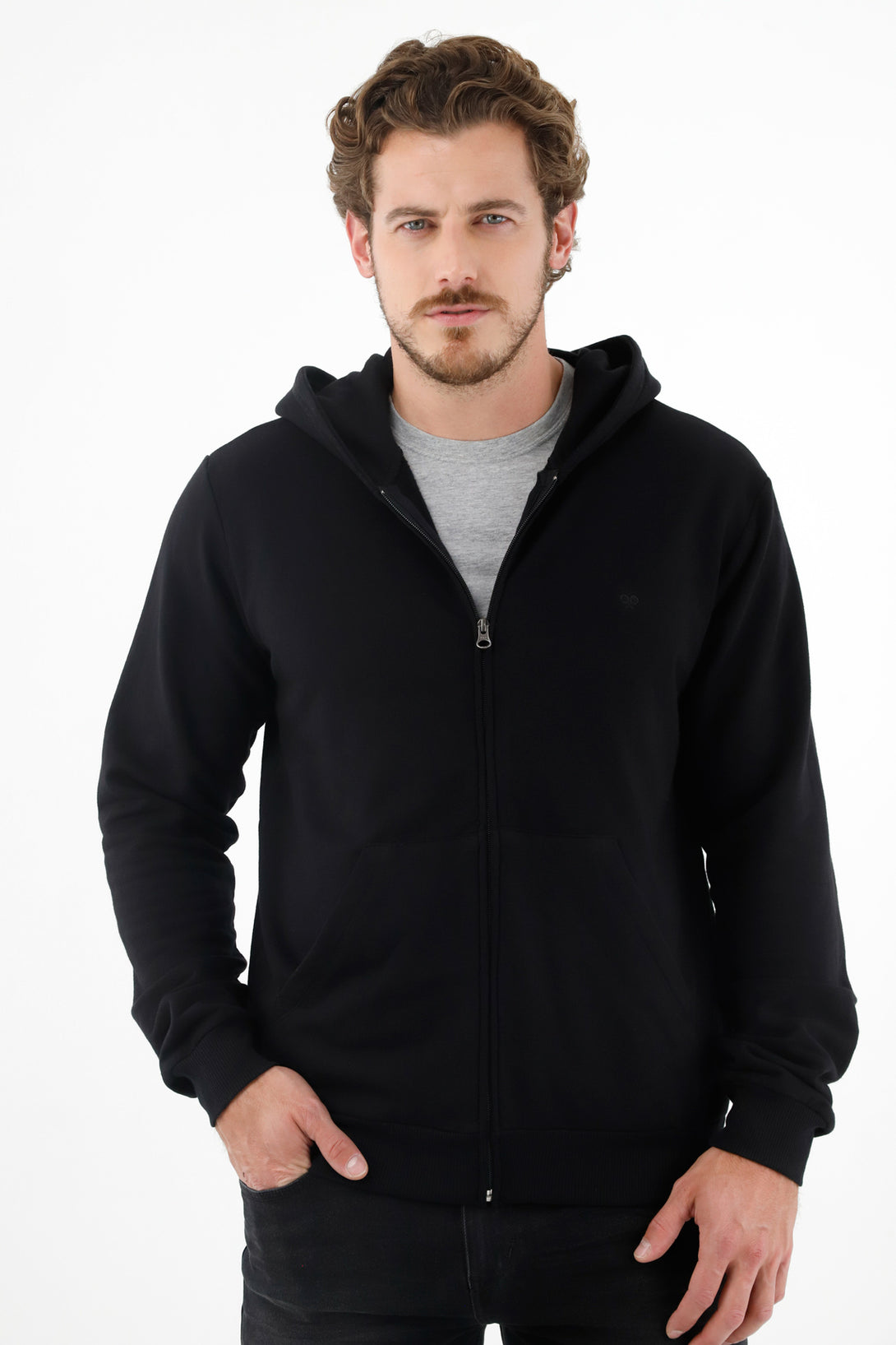 Men's Black Sweater with Side Pockets