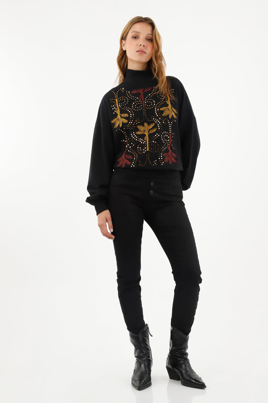 Women's Black Sequin Sweater