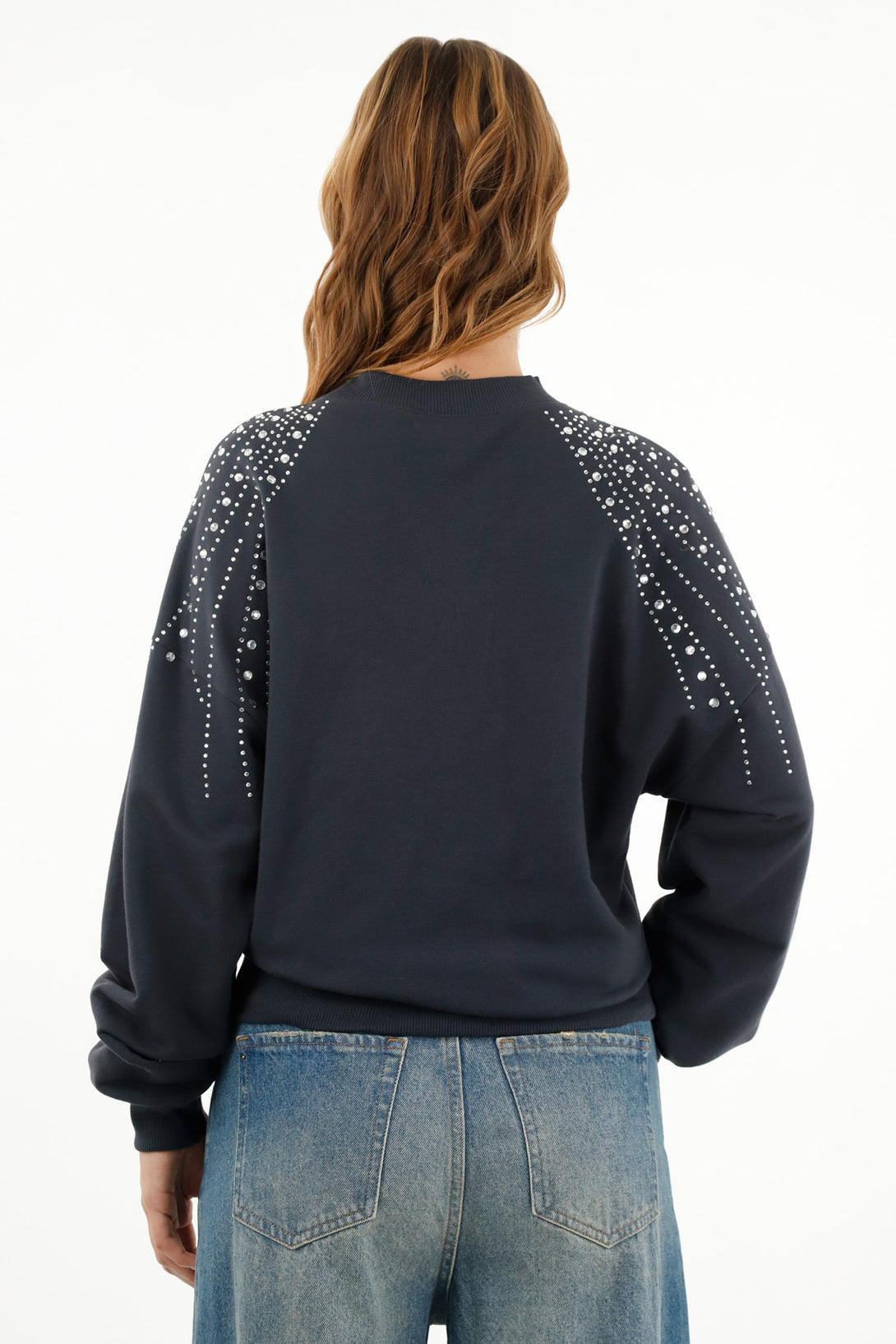 Women's Gray Embellished Sweater