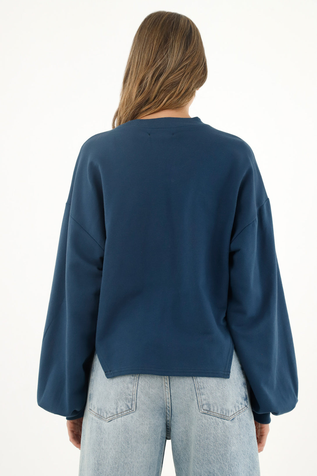 Women's Blue Tonal Embroidered Sweater