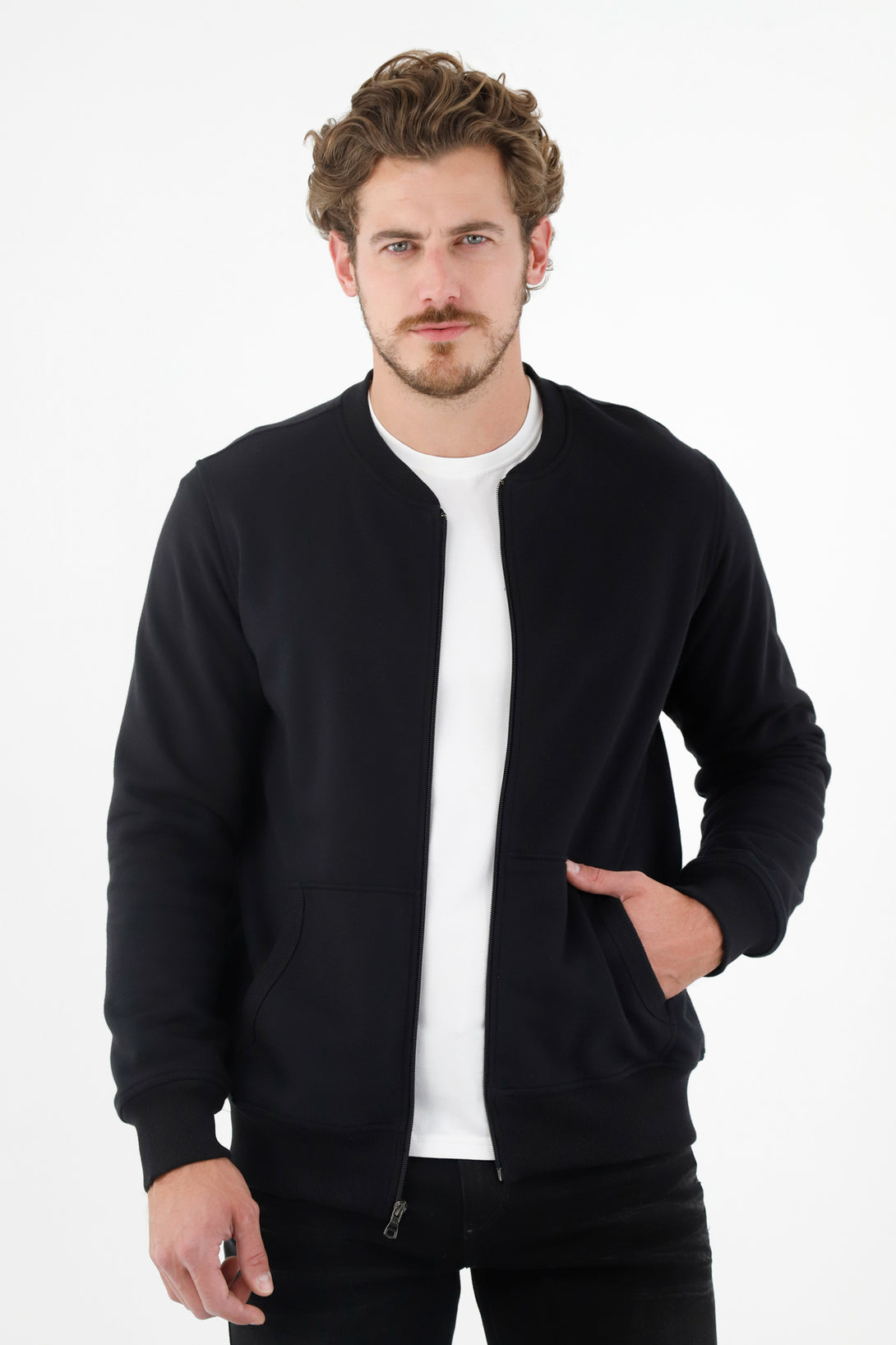 Men's Black Open-Design Sweater