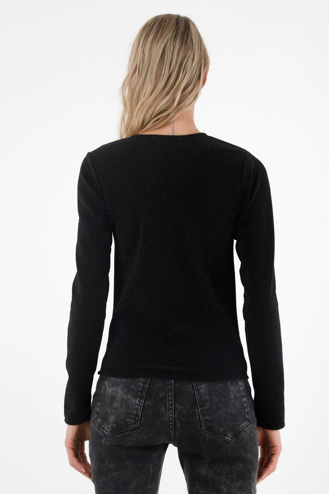 Women's Black Shiny Sweater