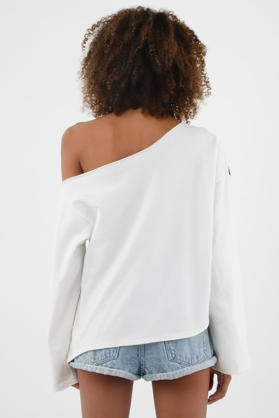 Women's Ecru Off-Shoulder Sweater