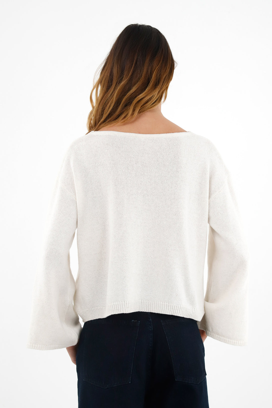 Women's Ecru V-Neck Sweater