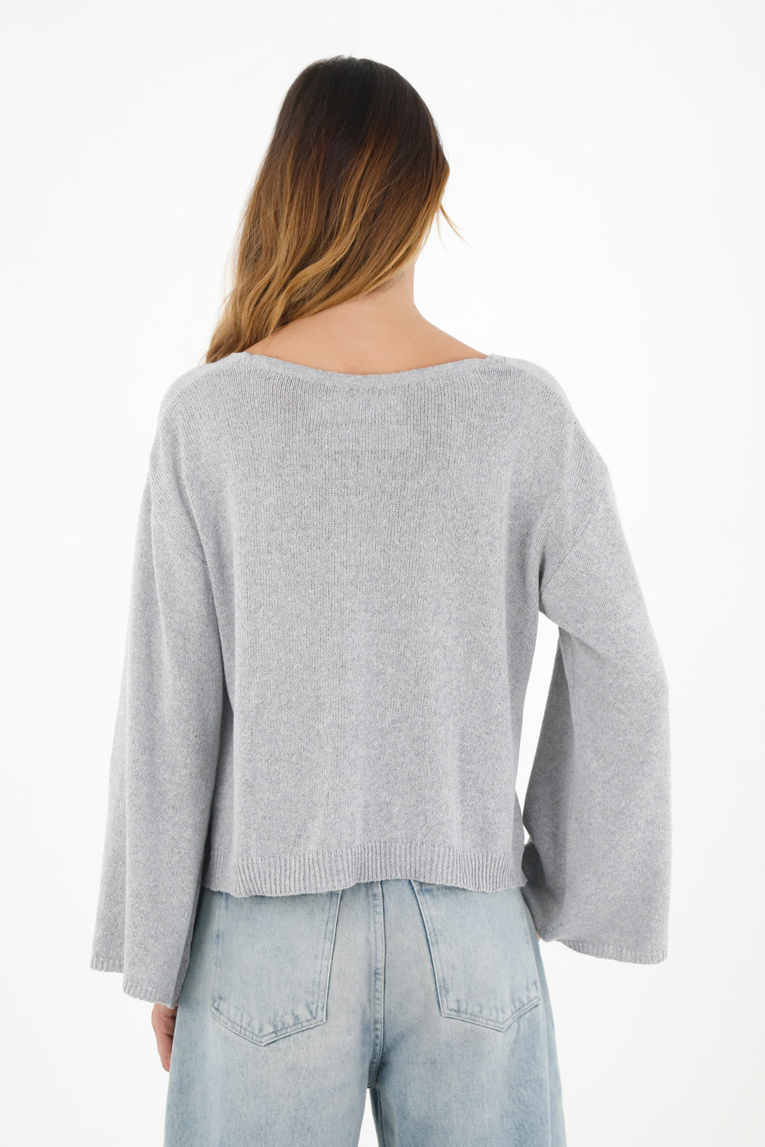 Women's Ecru V-Neck Sweater