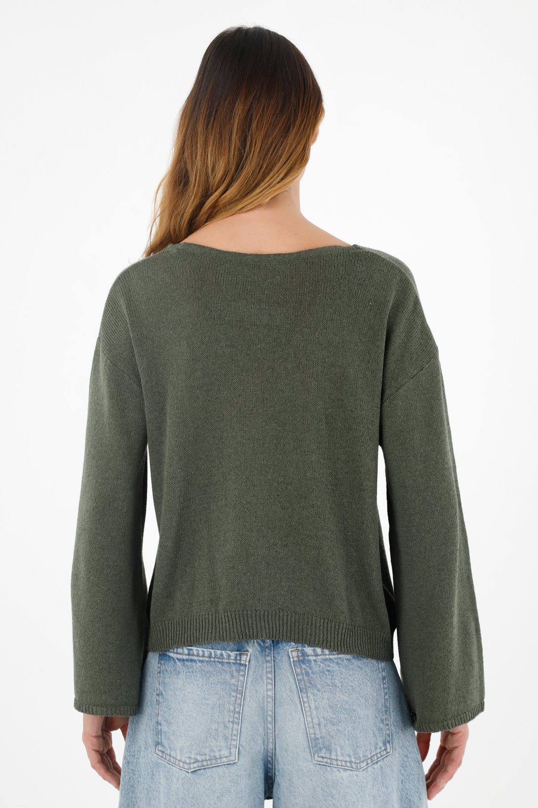 Women's Green V-Neck Sweater