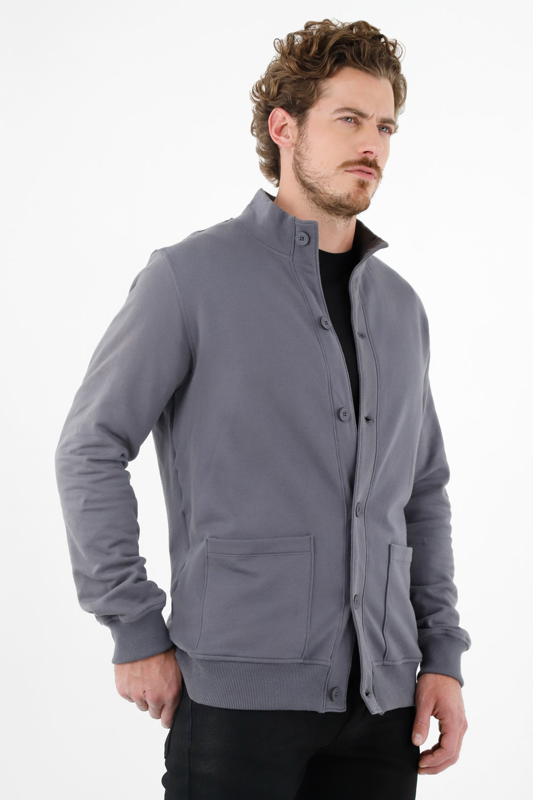 Buzo gris con raqueta bordada para hombre