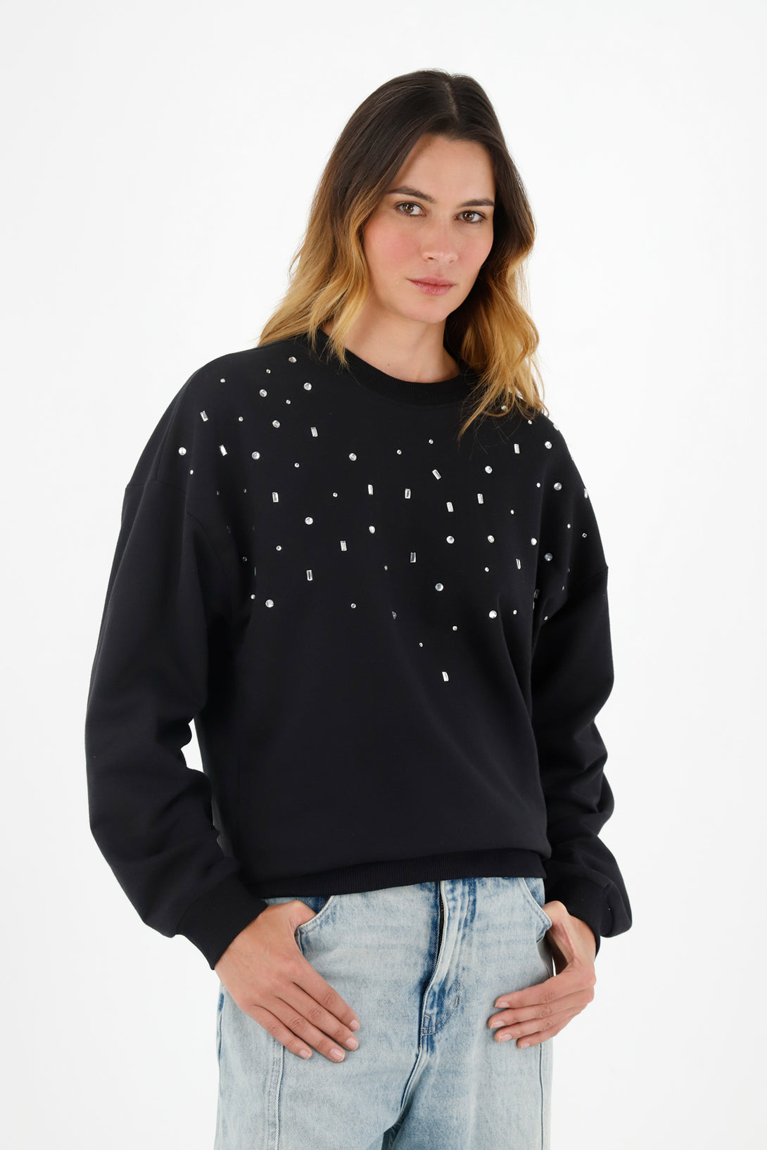 Women's Black Crew Neck Sweater