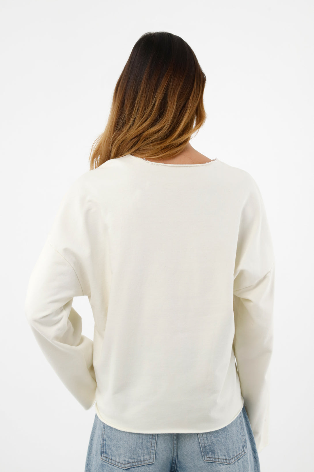 Women's Off-White Sweater with Shoulder Embroidery