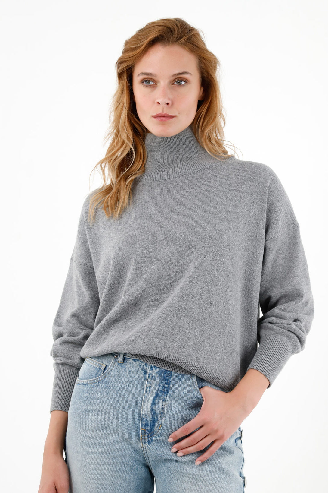 Women's Gray Turtleneck Sweater