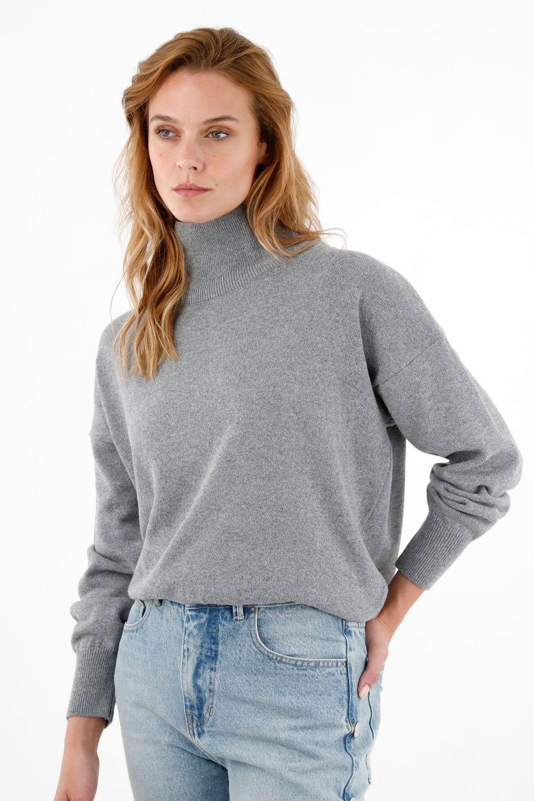 Women's Gray Turtleneck Sweater