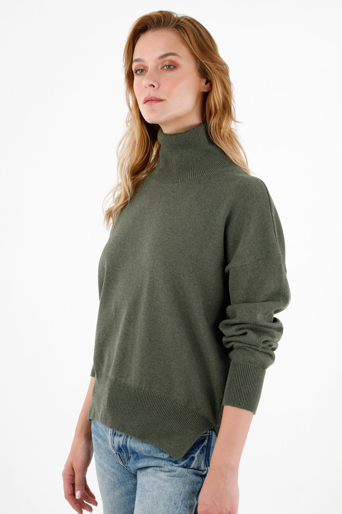 Women's Green Turtleneck Sweater