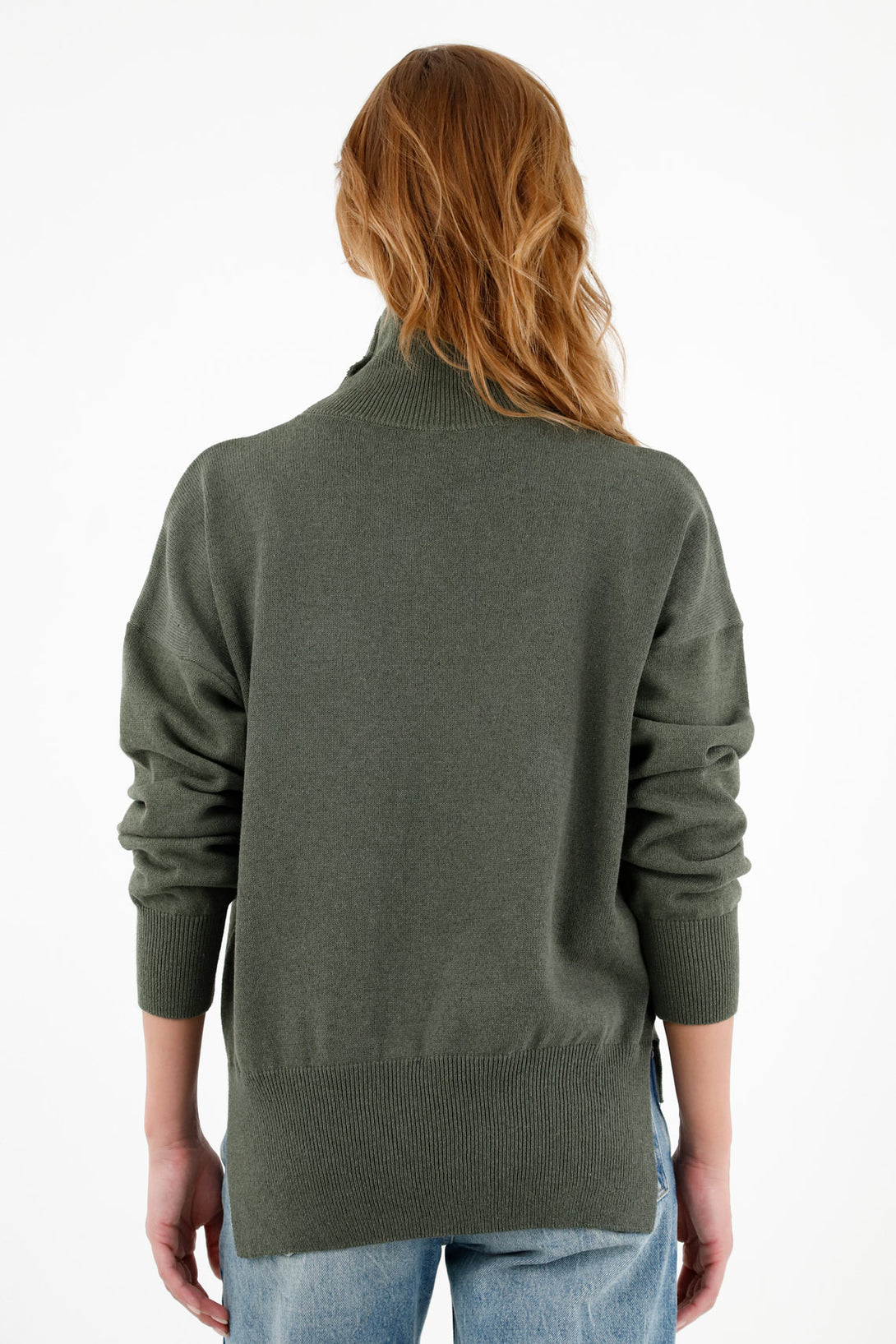 Women's Green Turtleneck Sweater