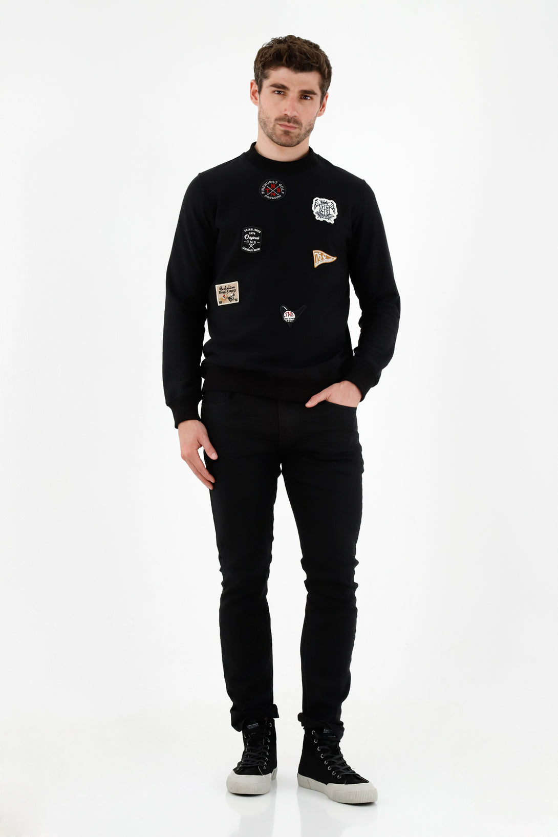 Men's Black Embellished Sweater