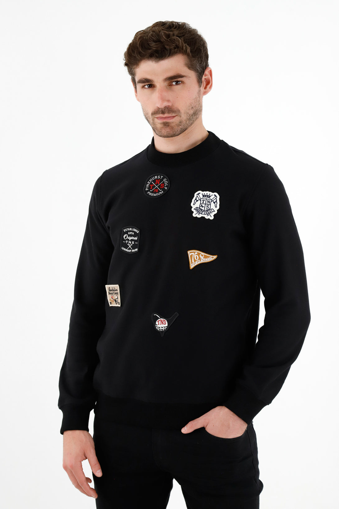 Men's Black Embellished Sweater