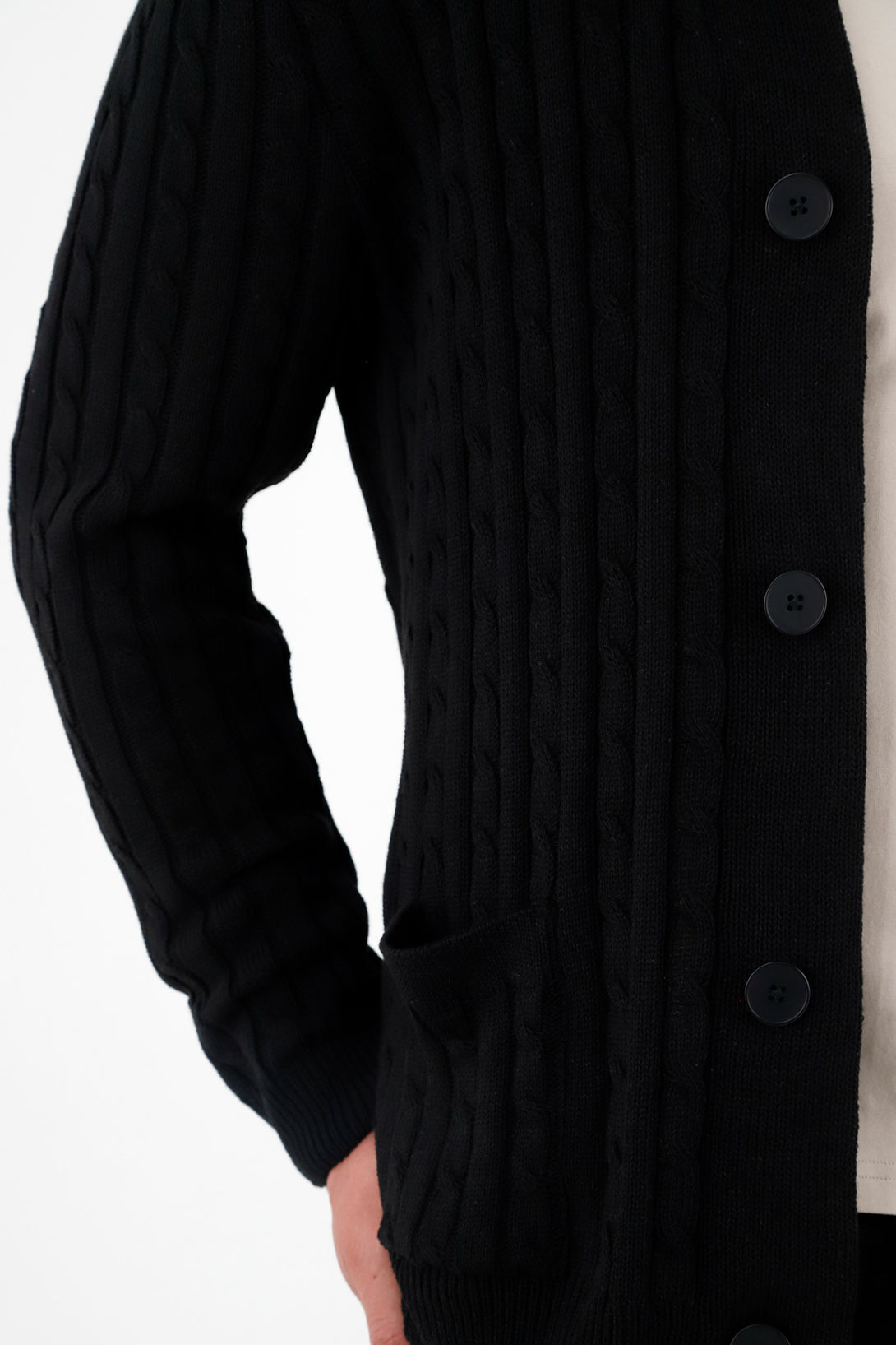 Men's Black Open-Design Sweater