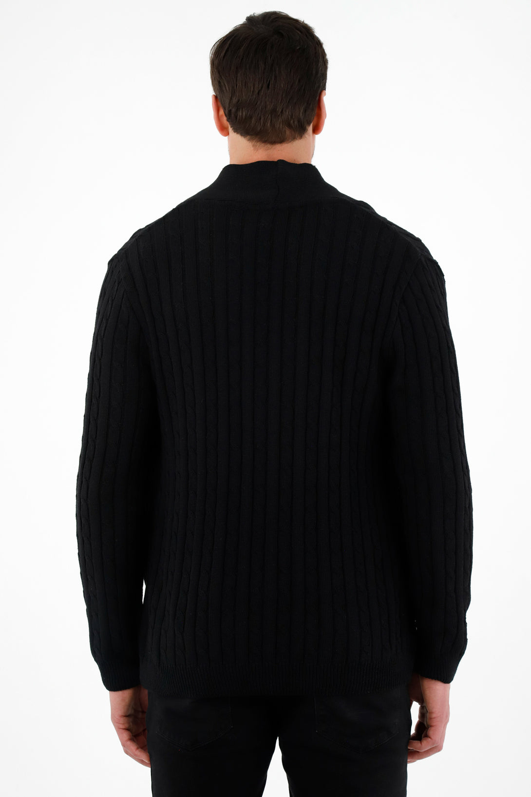 Men's Black Open-Design Sweater