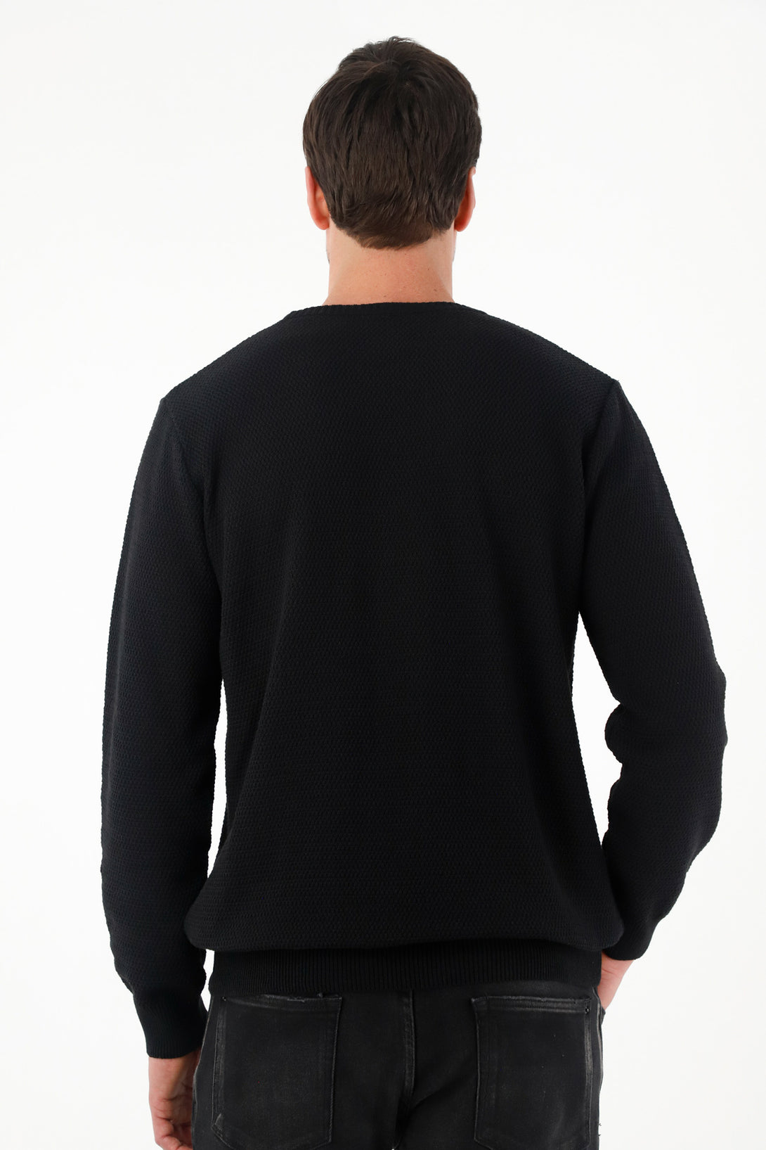 Men's Regular Fit Black Knit Sweater