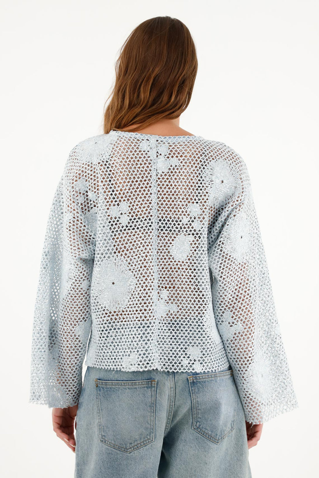 Women's Shiny Mesh Sweater