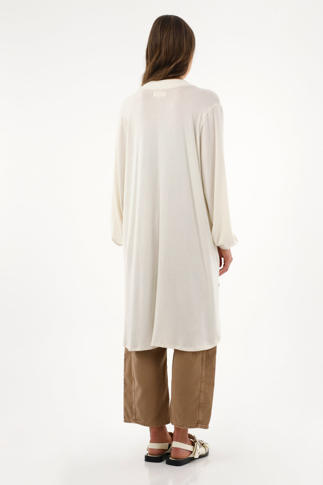 Women's Long Cream Cardigan-Type Pullover