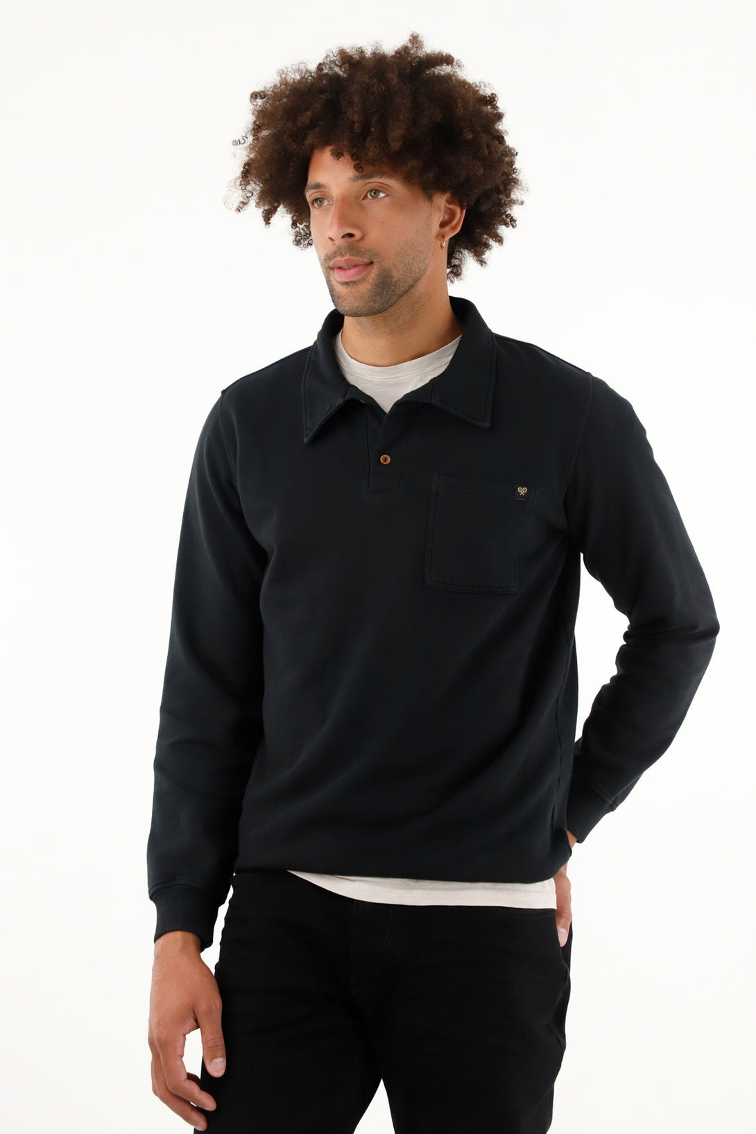 Men's black polo sweatshirt