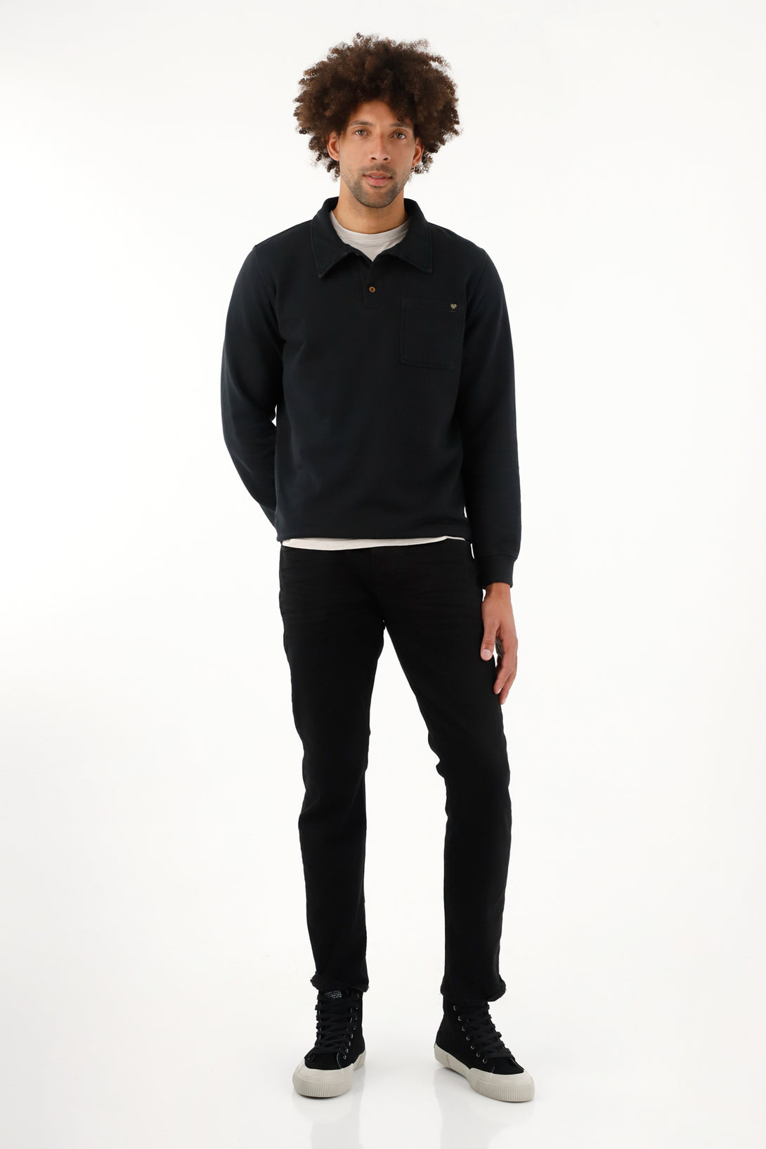 Men's black polo sweatshirt