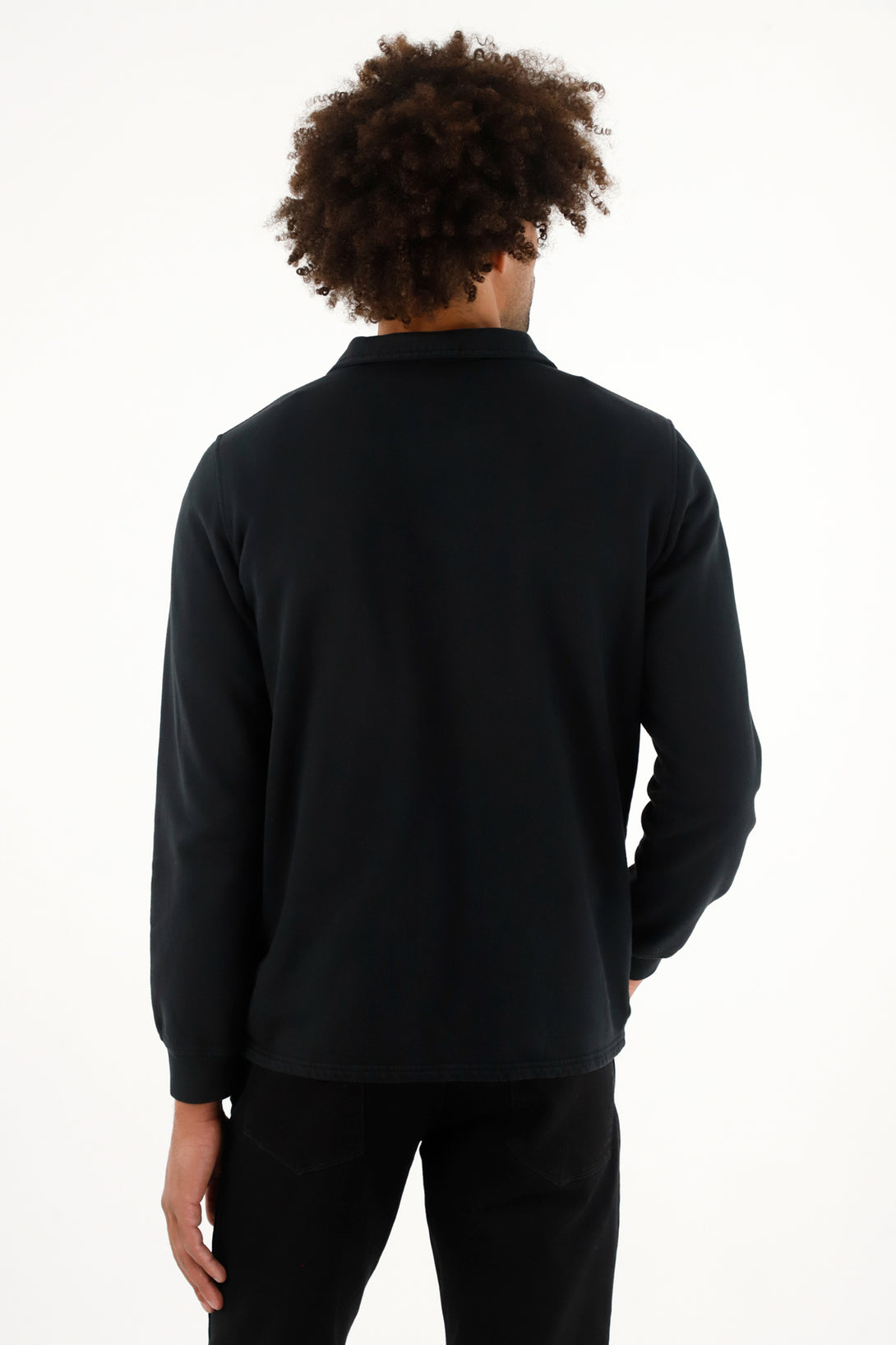 Men's black polo sweatshirt