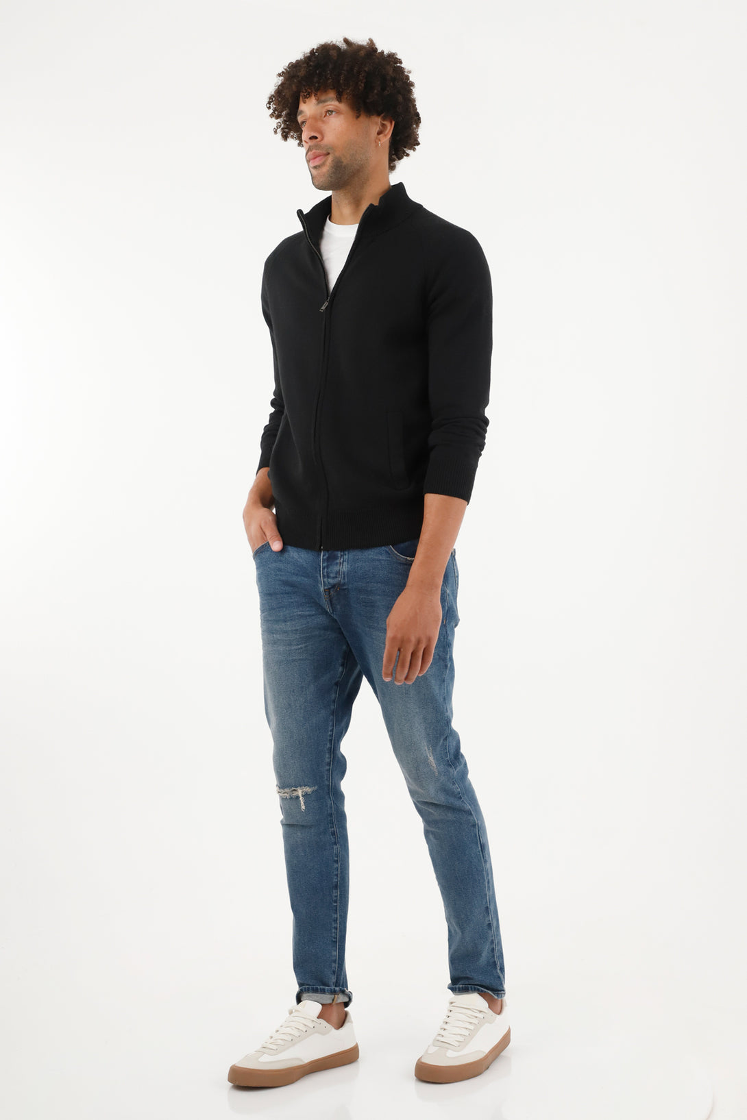 Men's black high-collar sweatshirt