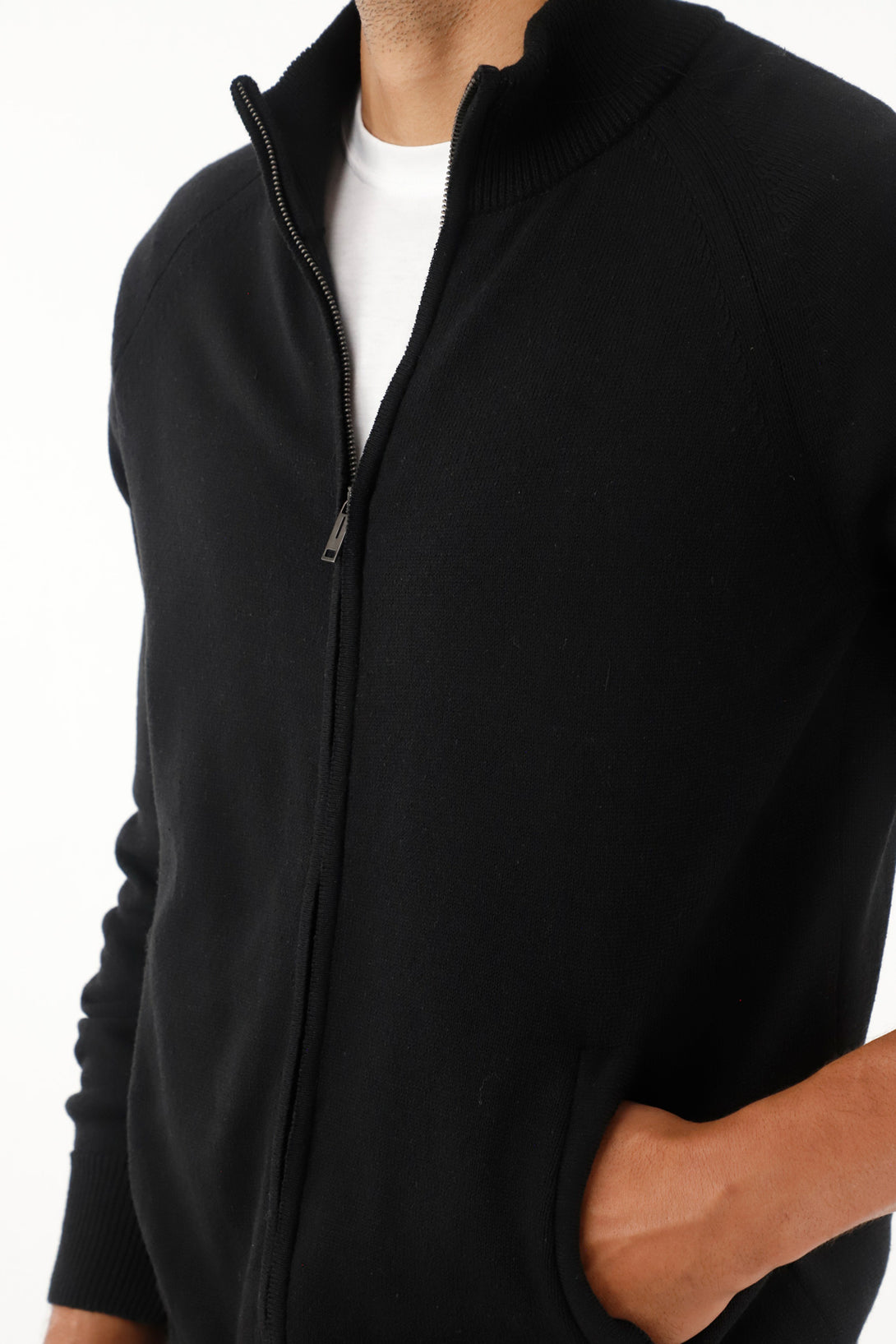 Men's black high-collar sweatshirt