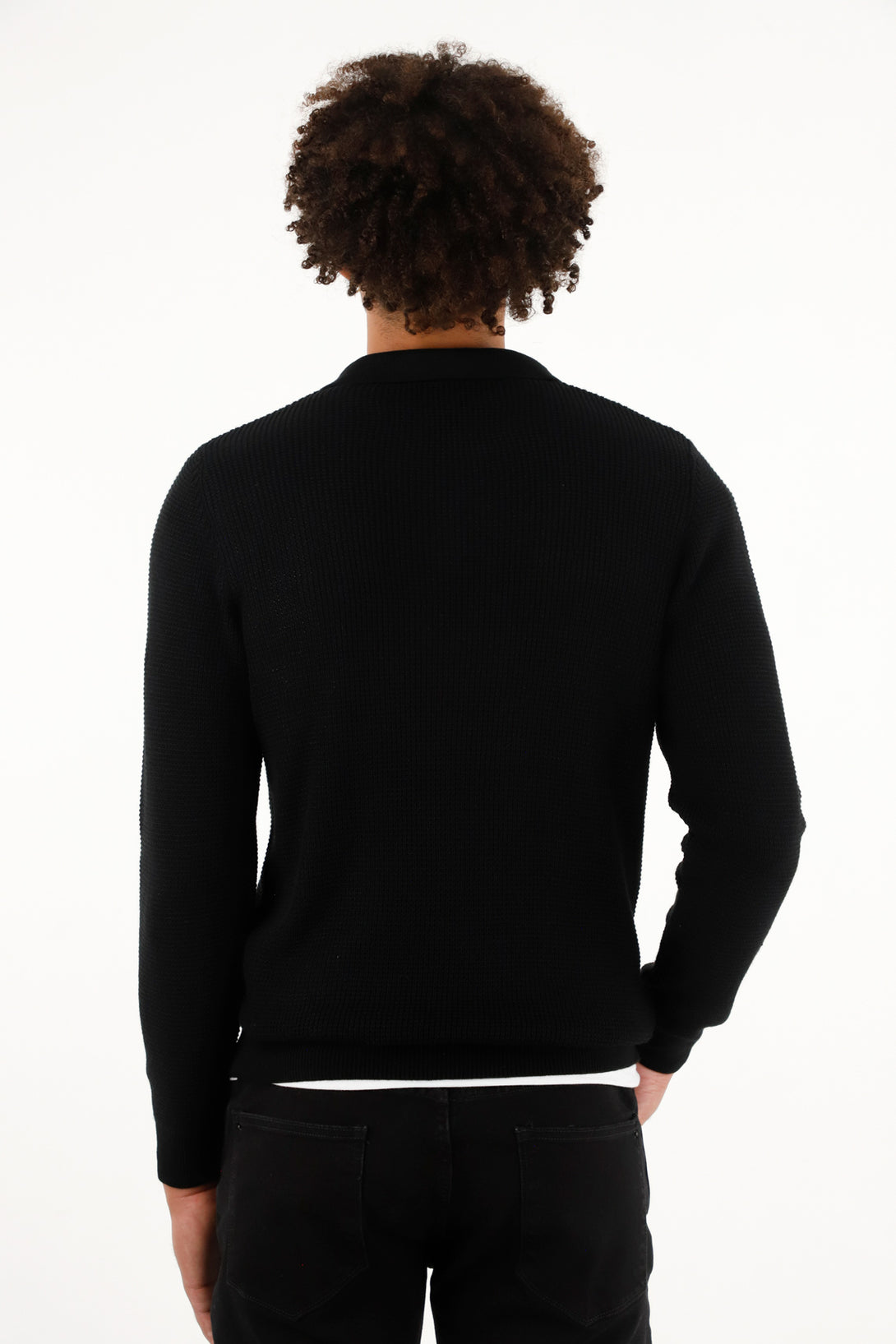 Men's black polo sweatshirt