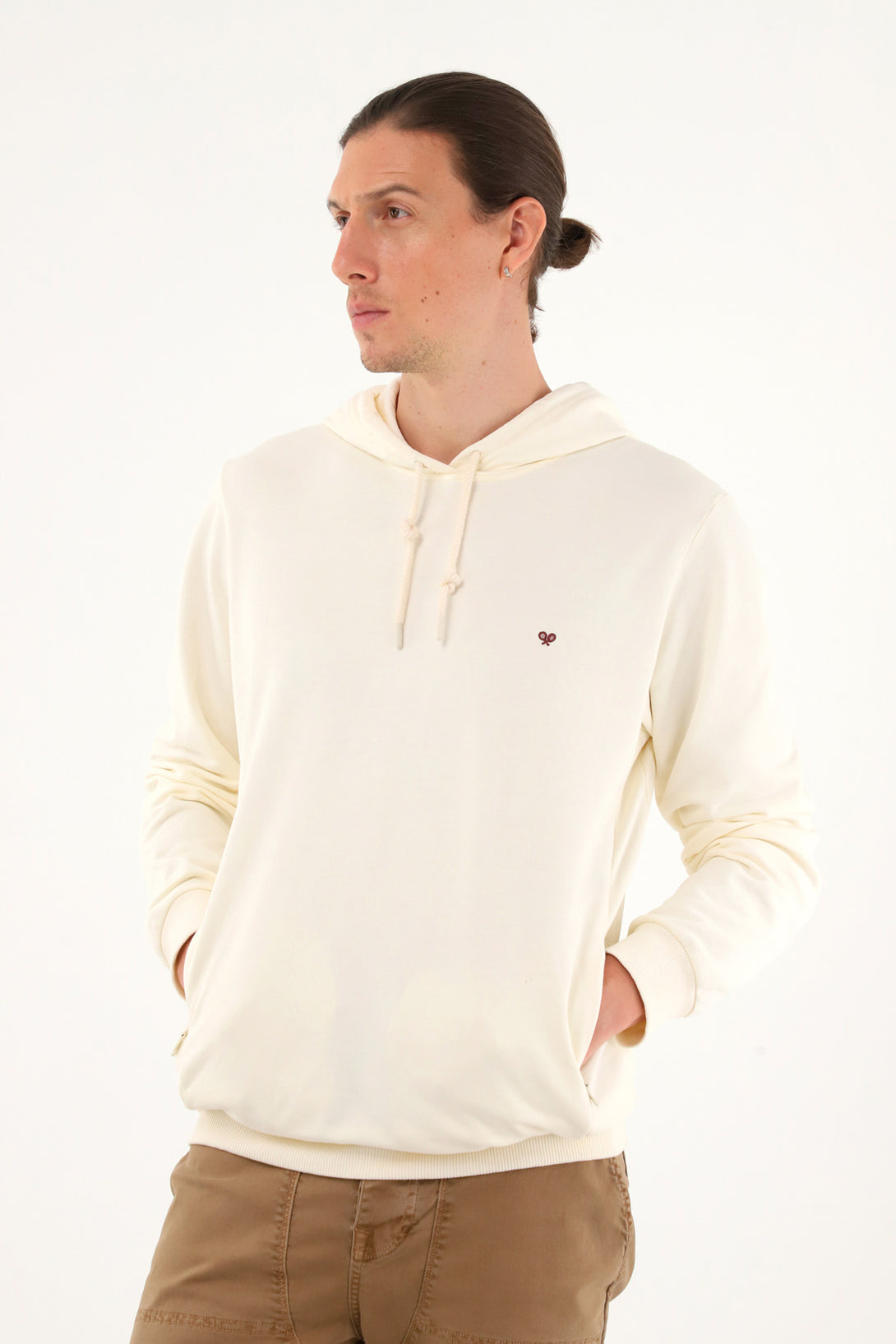 Men's Cream Hoodie Sweatshirt with Hood