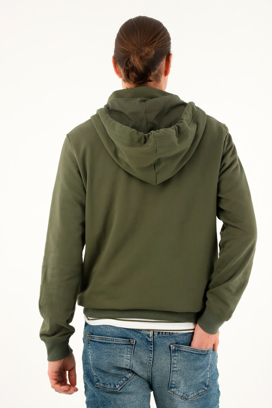 Buzo Hoodie verde con mini bordado para hombre