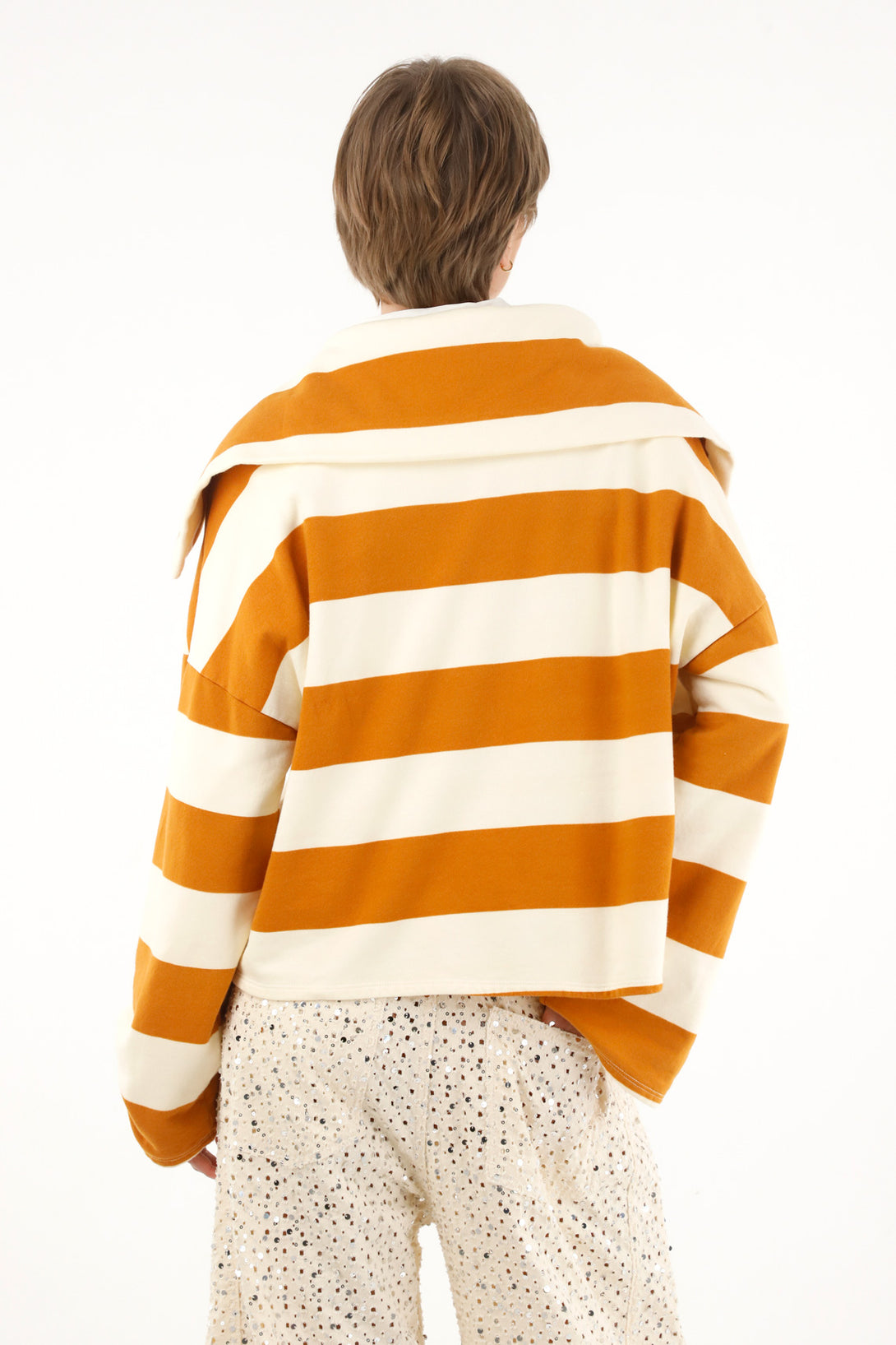 Women's yellow striped print sweatshirt