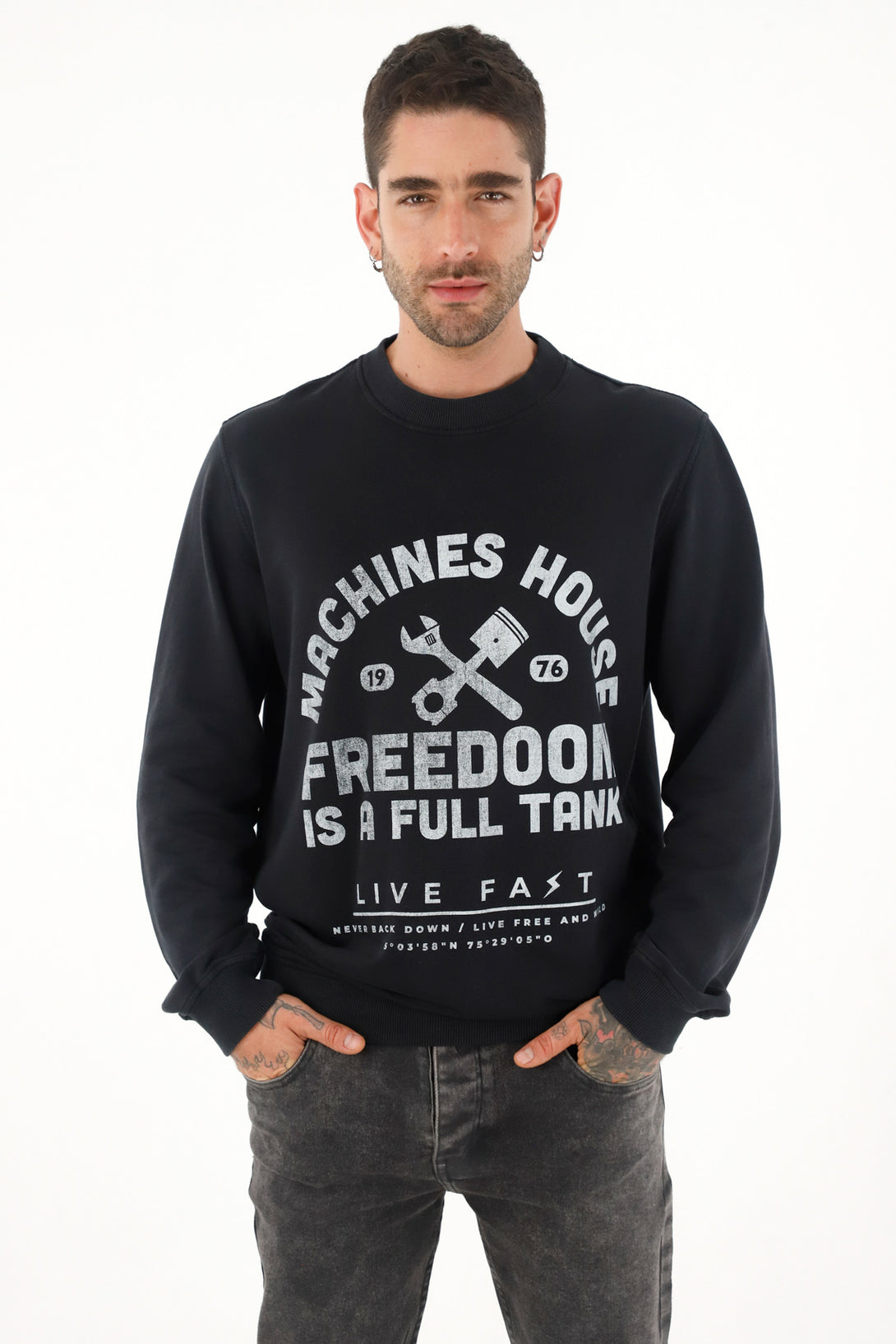 Men's black printed sweatshirt