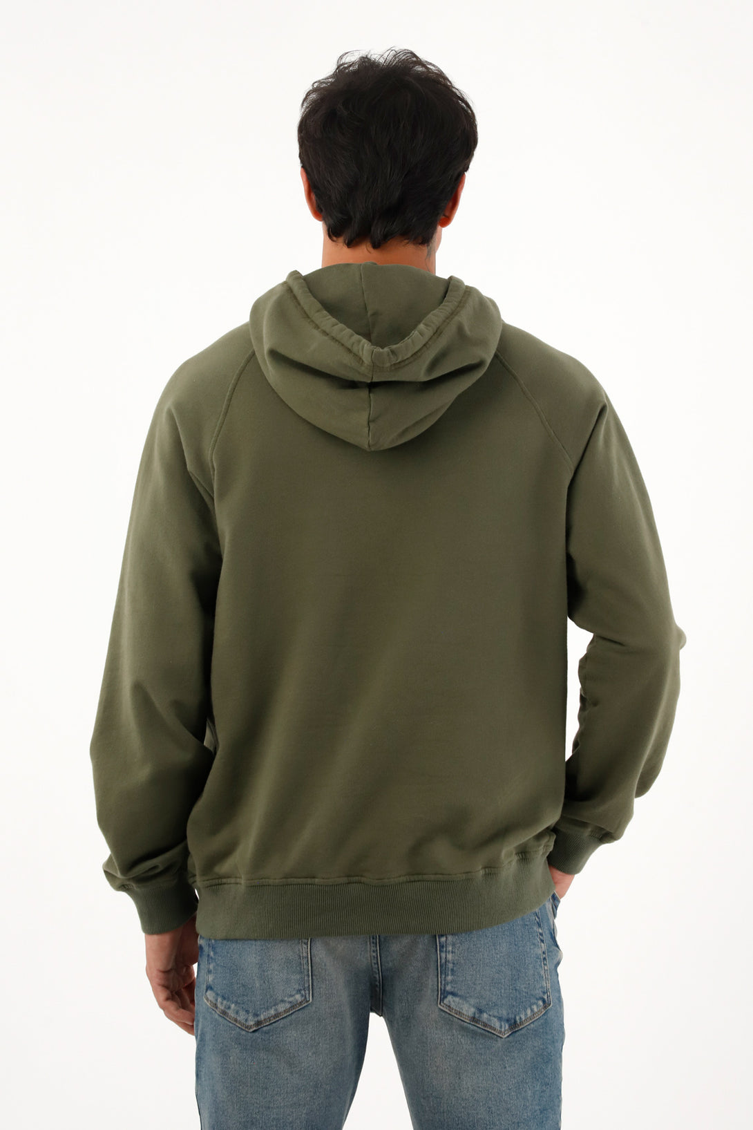 Men's green hoodie with decorative embroidery