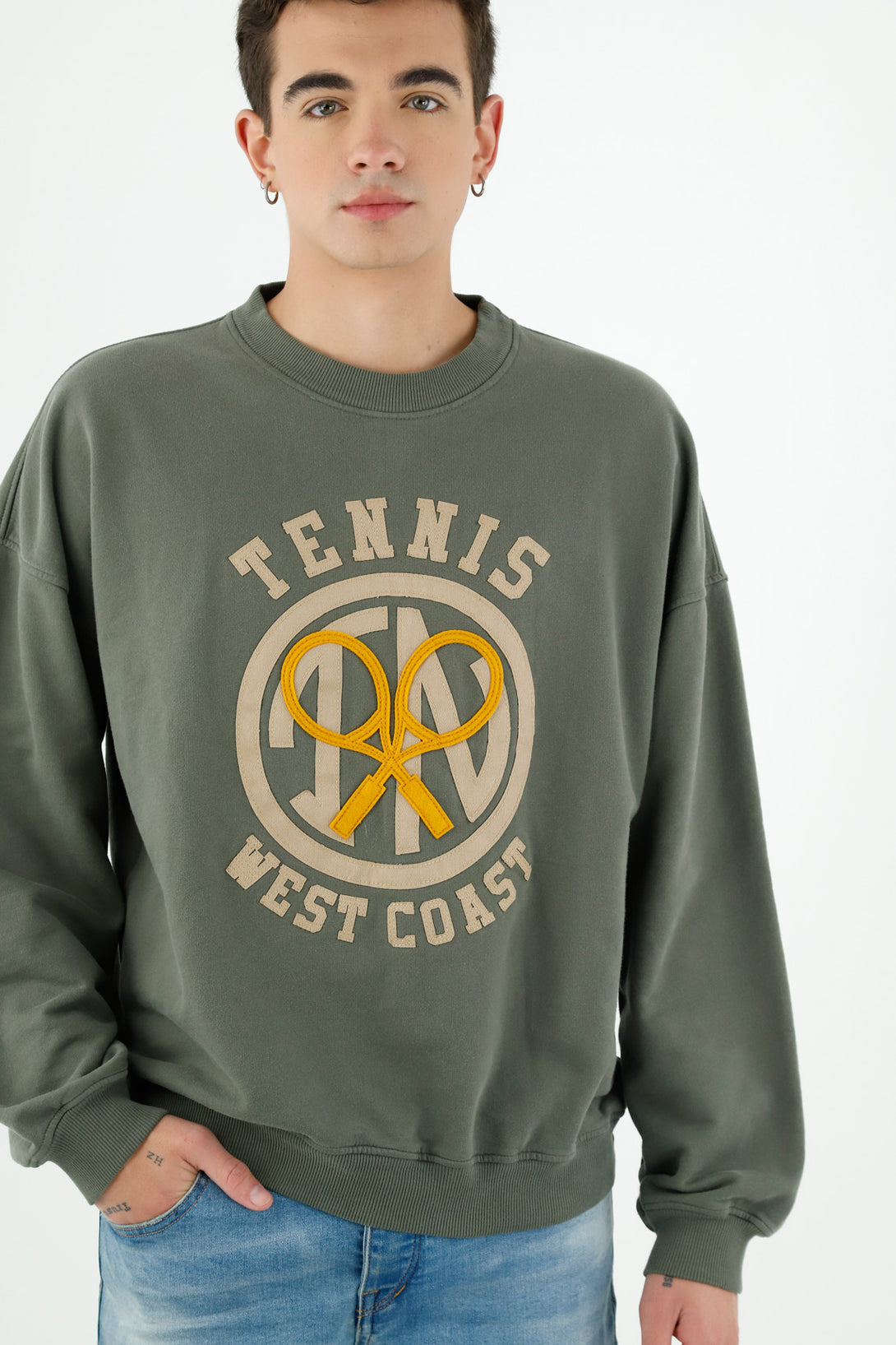 Men's Green West Coast Print Sweater