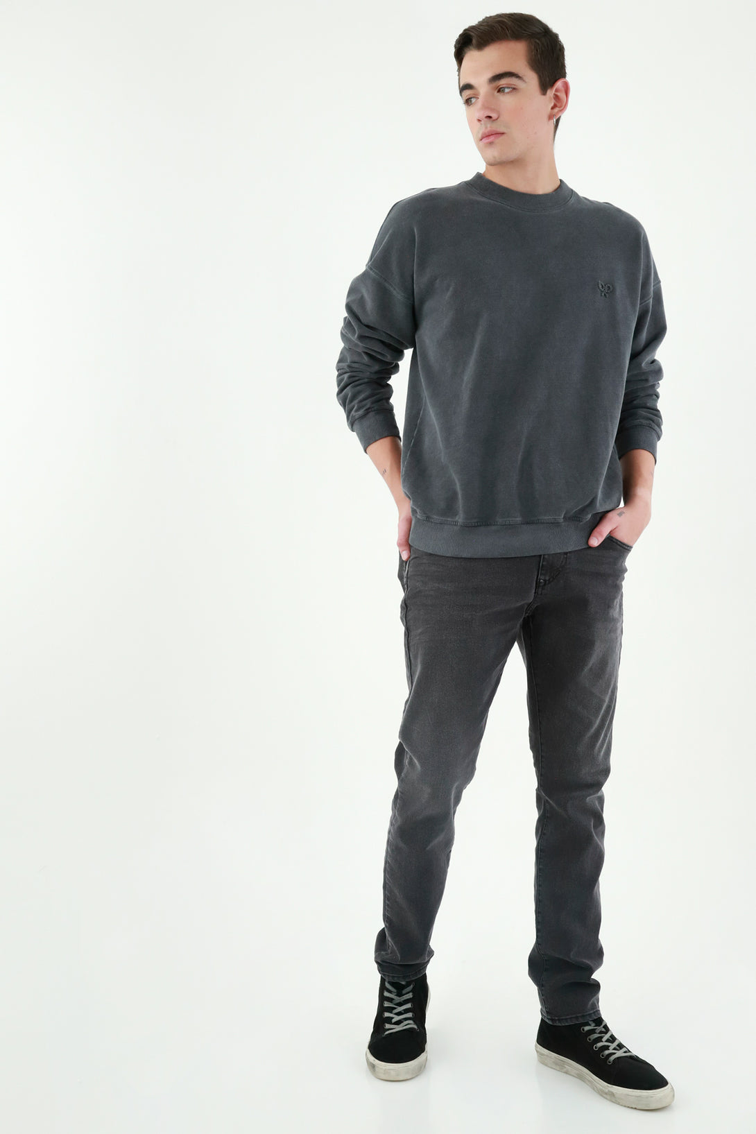 Men's Gray Crew Neck Sweater