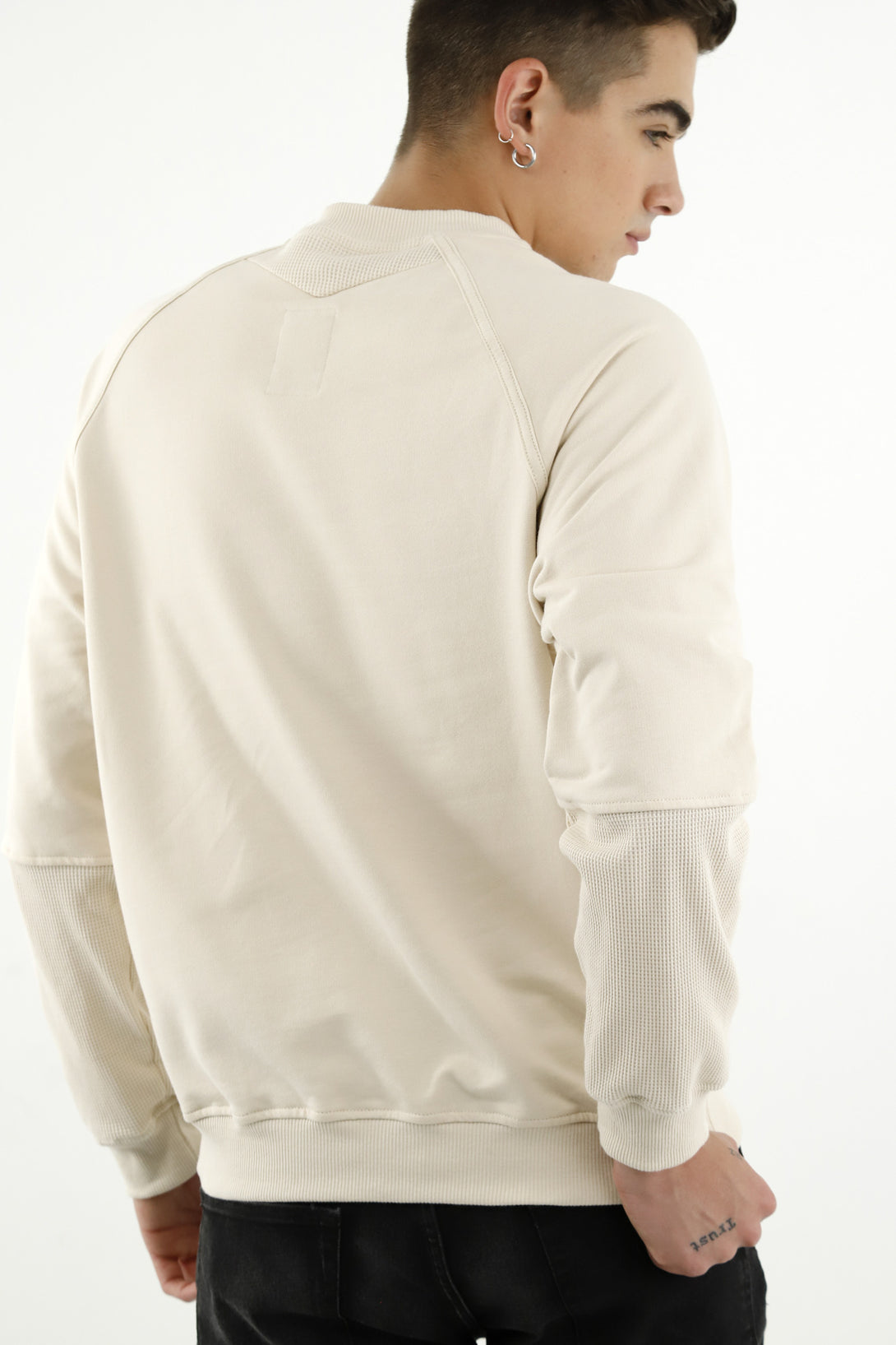 Men's Ecru Sweater with Embroidered Racket