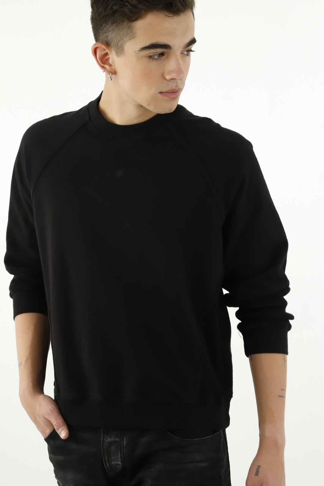 Men's Black Sweater with Embroidered Racket