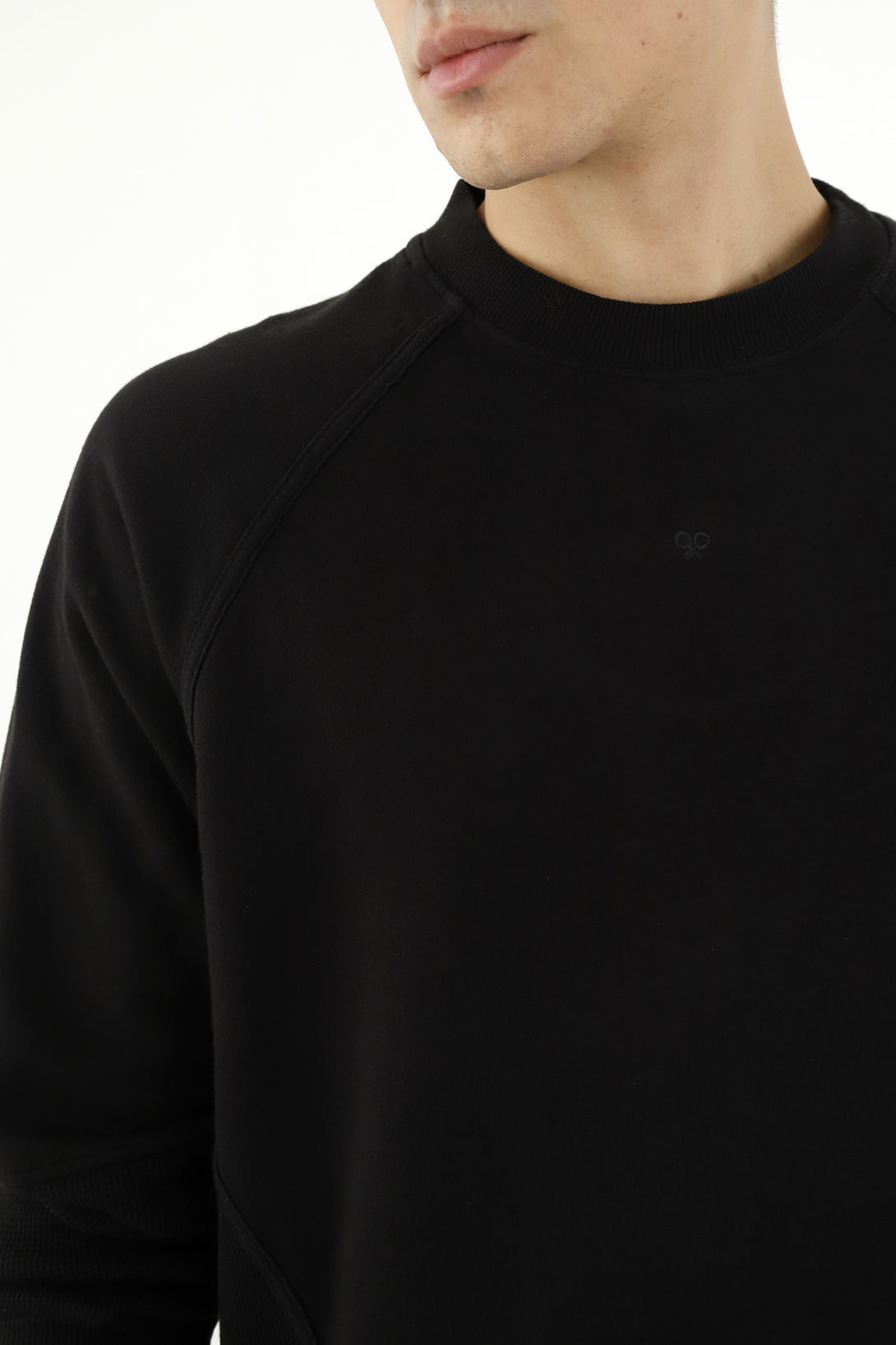 Men's Black Sweater with Embroidered Racket