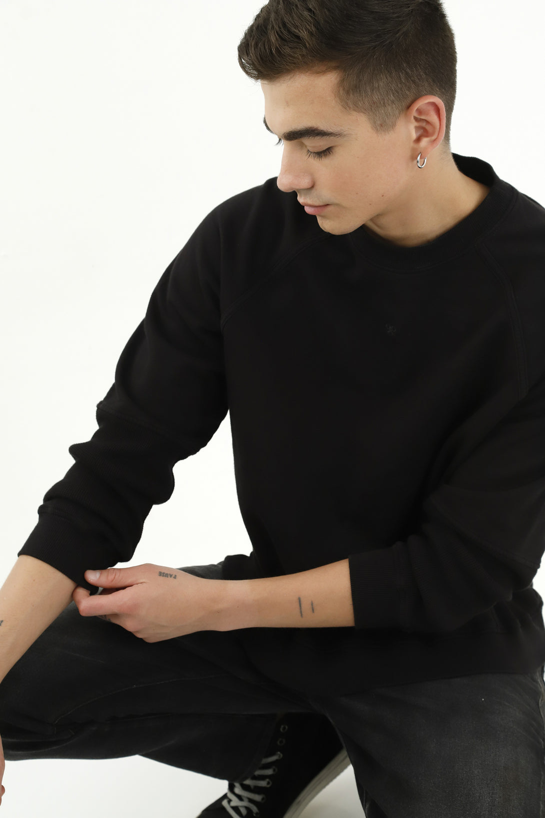 Men's Black Sweater with Embroidered Racket