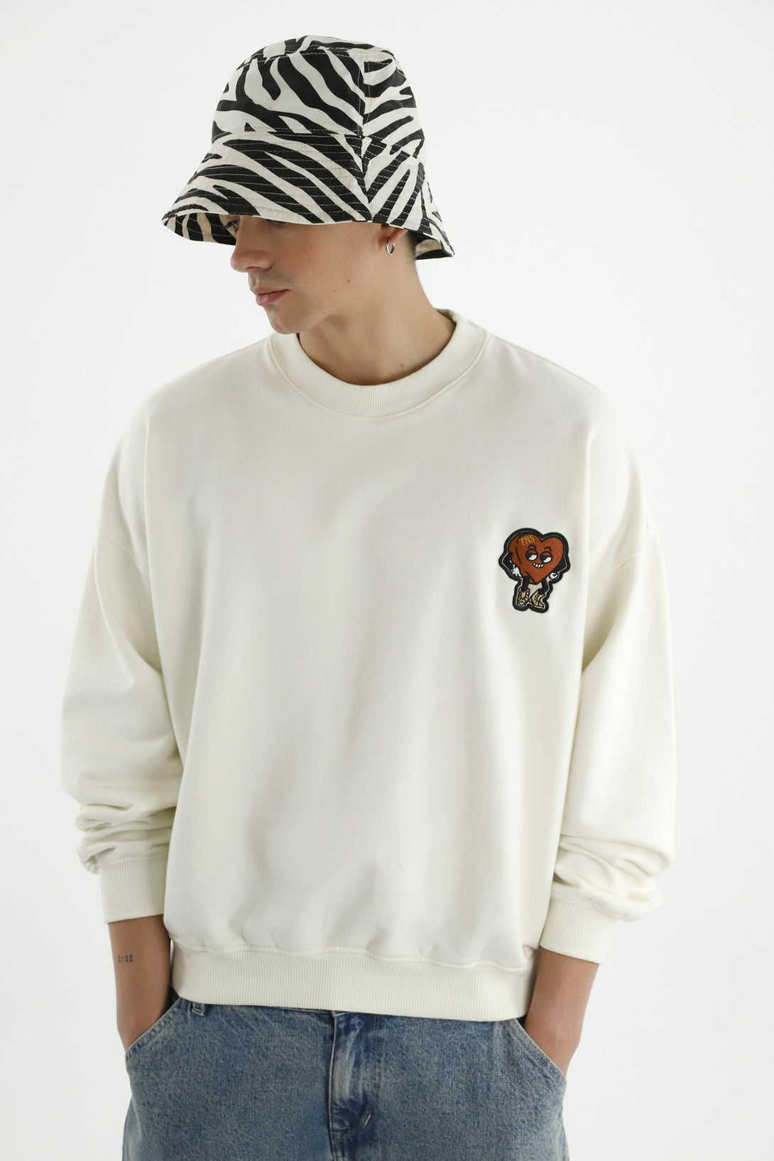 Men's Ecru Embroidered Sweater