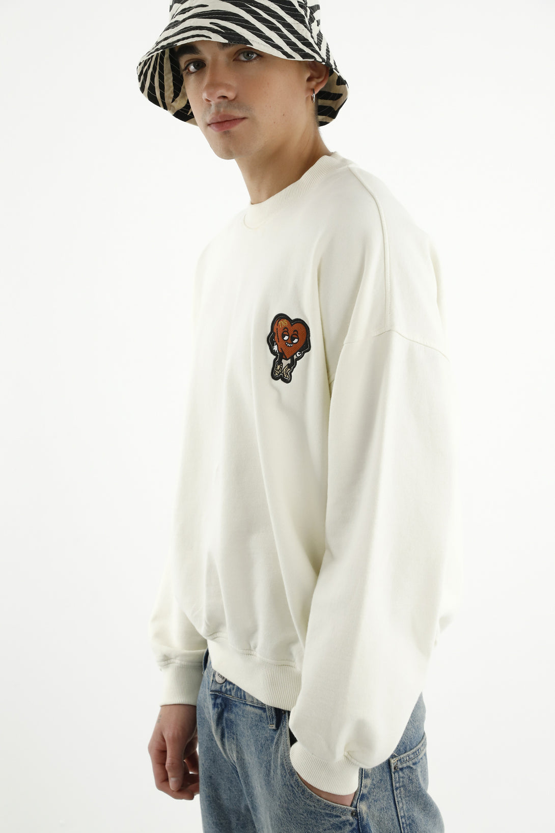 Men's Ecru Embroidered Sweater